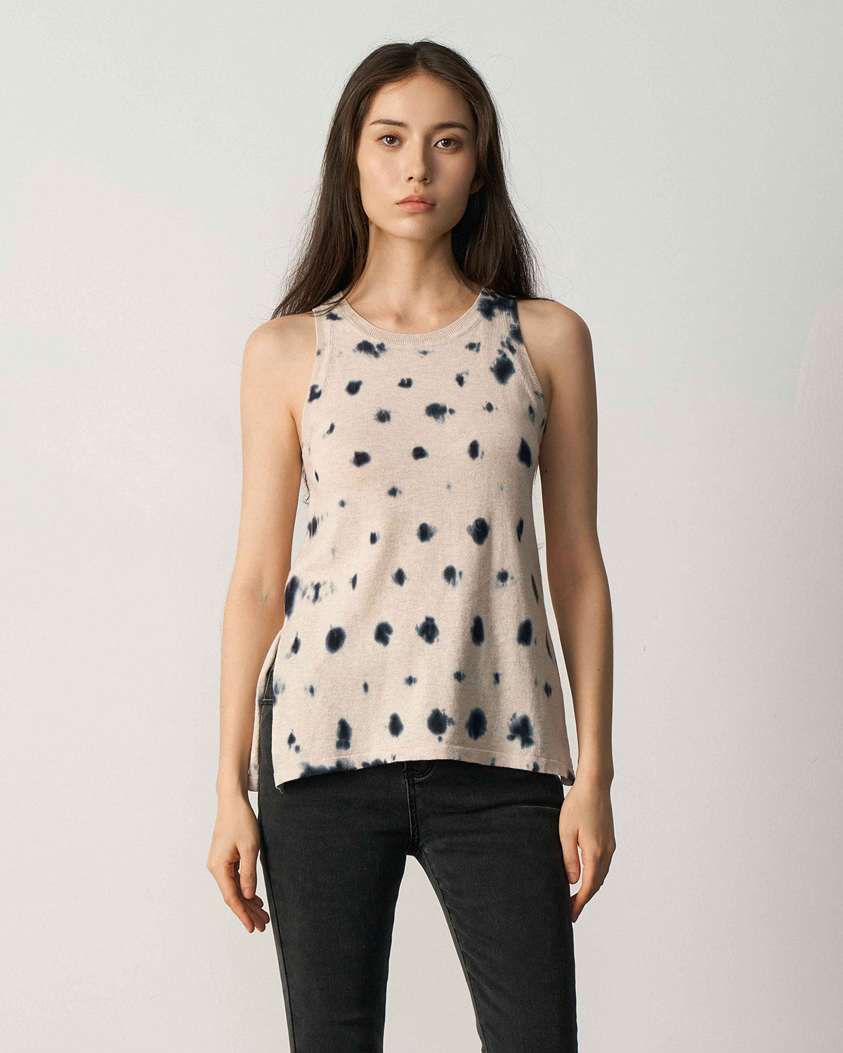 N.140 GILET DE PLAGE EN COTON PIMA + CACHEMIRE-PROSECCO
