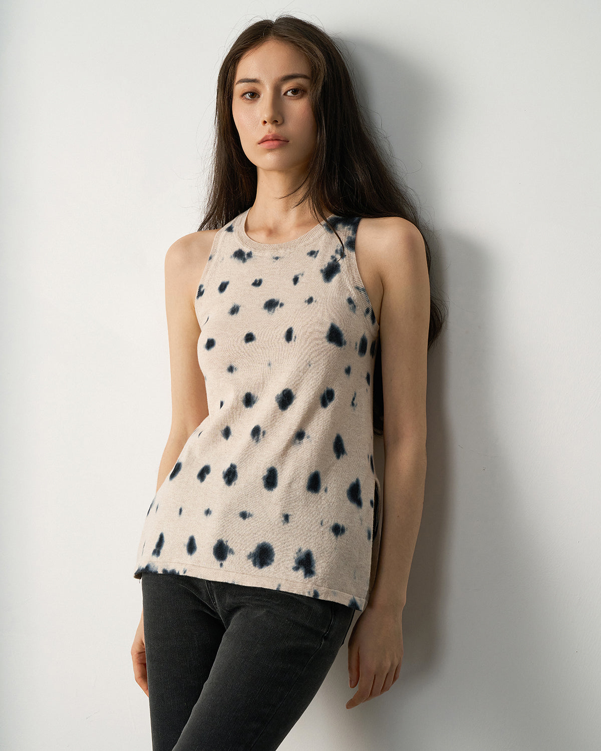 N.140 GILET DE PLAGE EN COTON PIMA + CACHEMIRE-PROSECCO