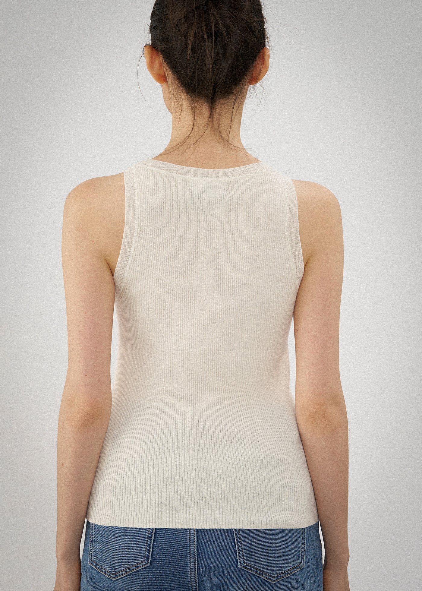 N.85 SKINNY RIB TANK - IVORY