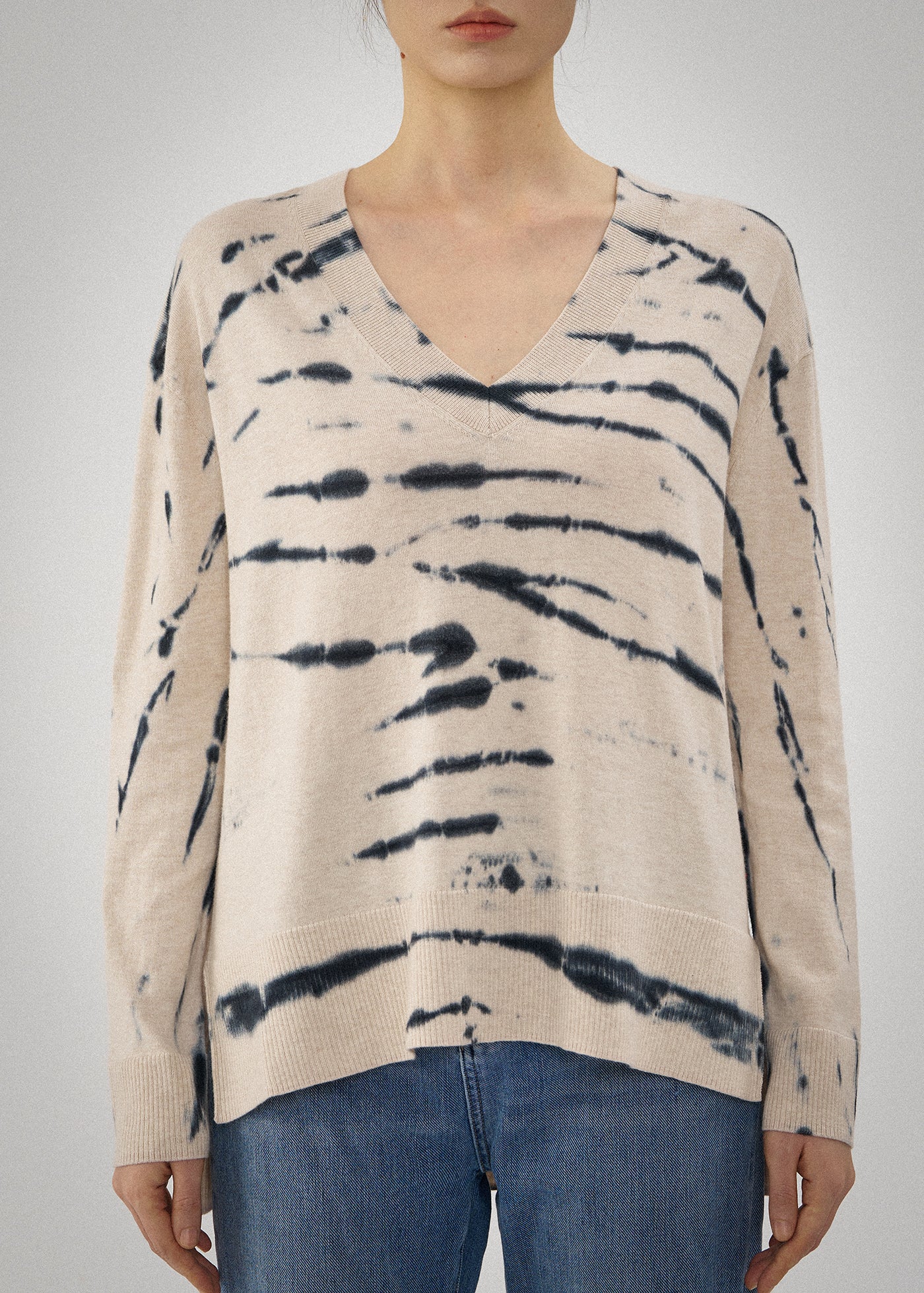 N.21 COTON PIMA + CACHEMIRE OURLET HAUT/BAS COL EN V -ANIMALE