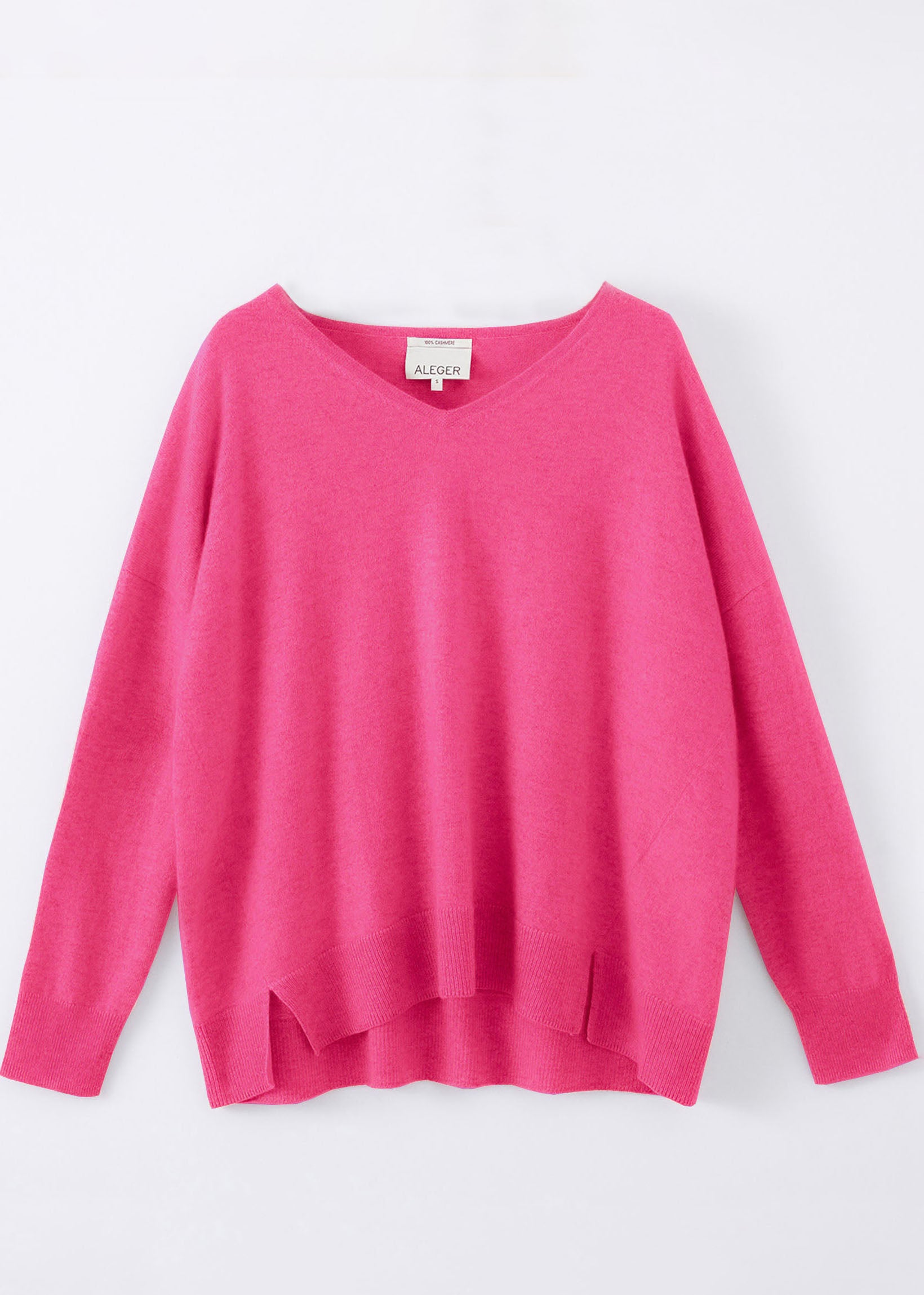 N.29 COL V OVERSIZE EN MÉLANGE DE CACHEMIRE - ROSE FLASH