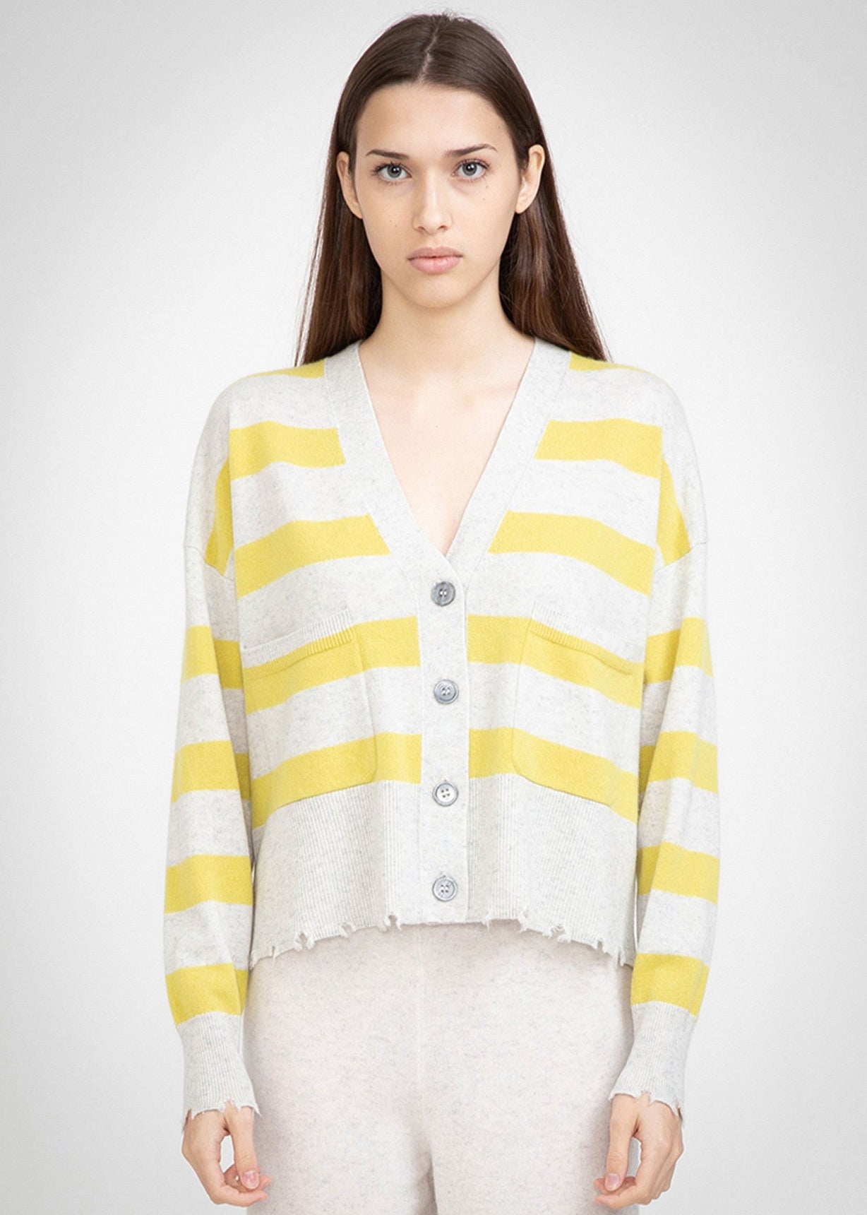 N.79 DISTRESS DETAIL STRIPE CARDI - Only S Left