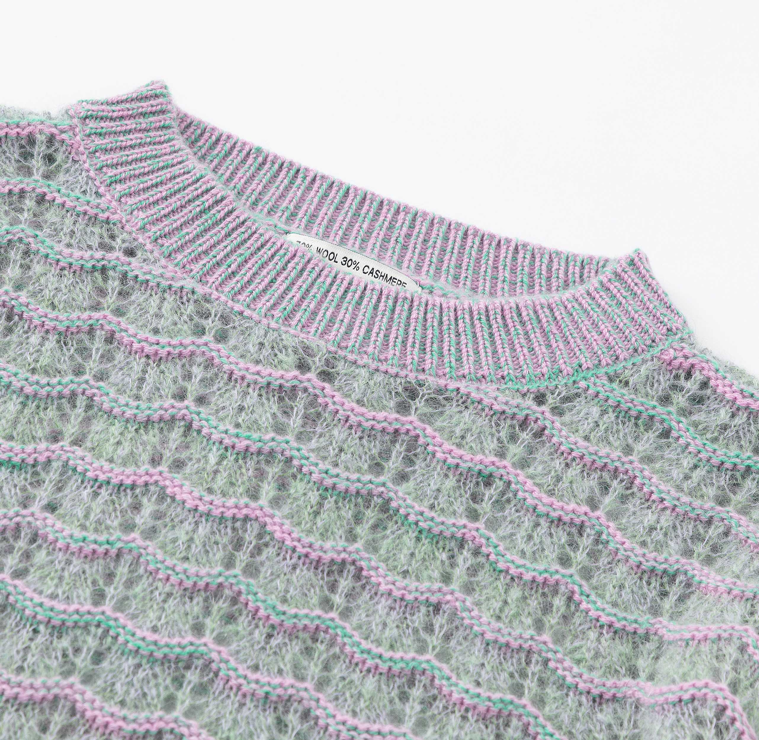 N.86 CASHMERE & MOHAIR BLEND POINTELLE WAVE CREW - MOSS MAVUE