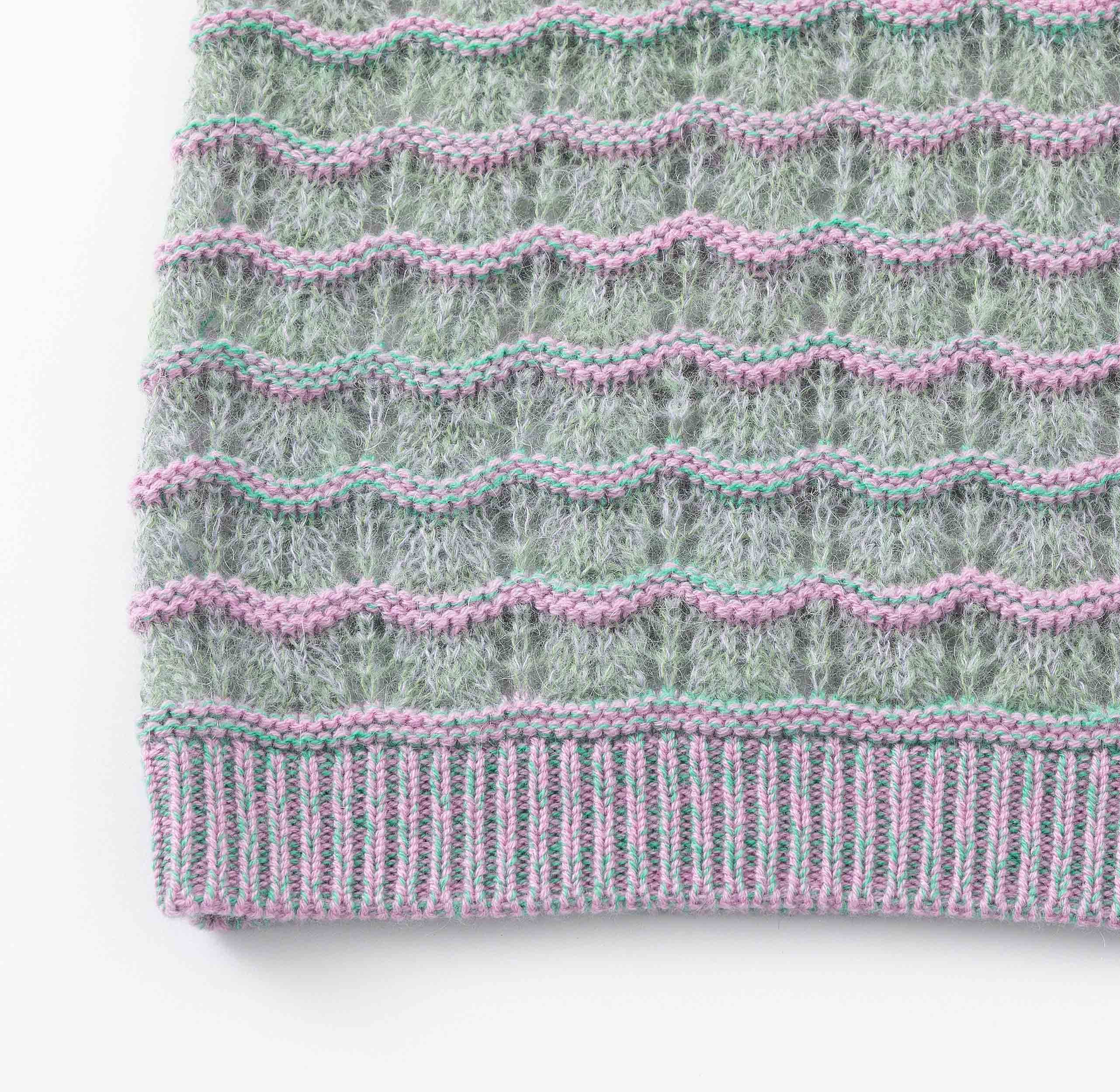 N.86 CASHMERE & MOHAIR BLEND POINTELLE WAVE CREW - MOSS MAVUE