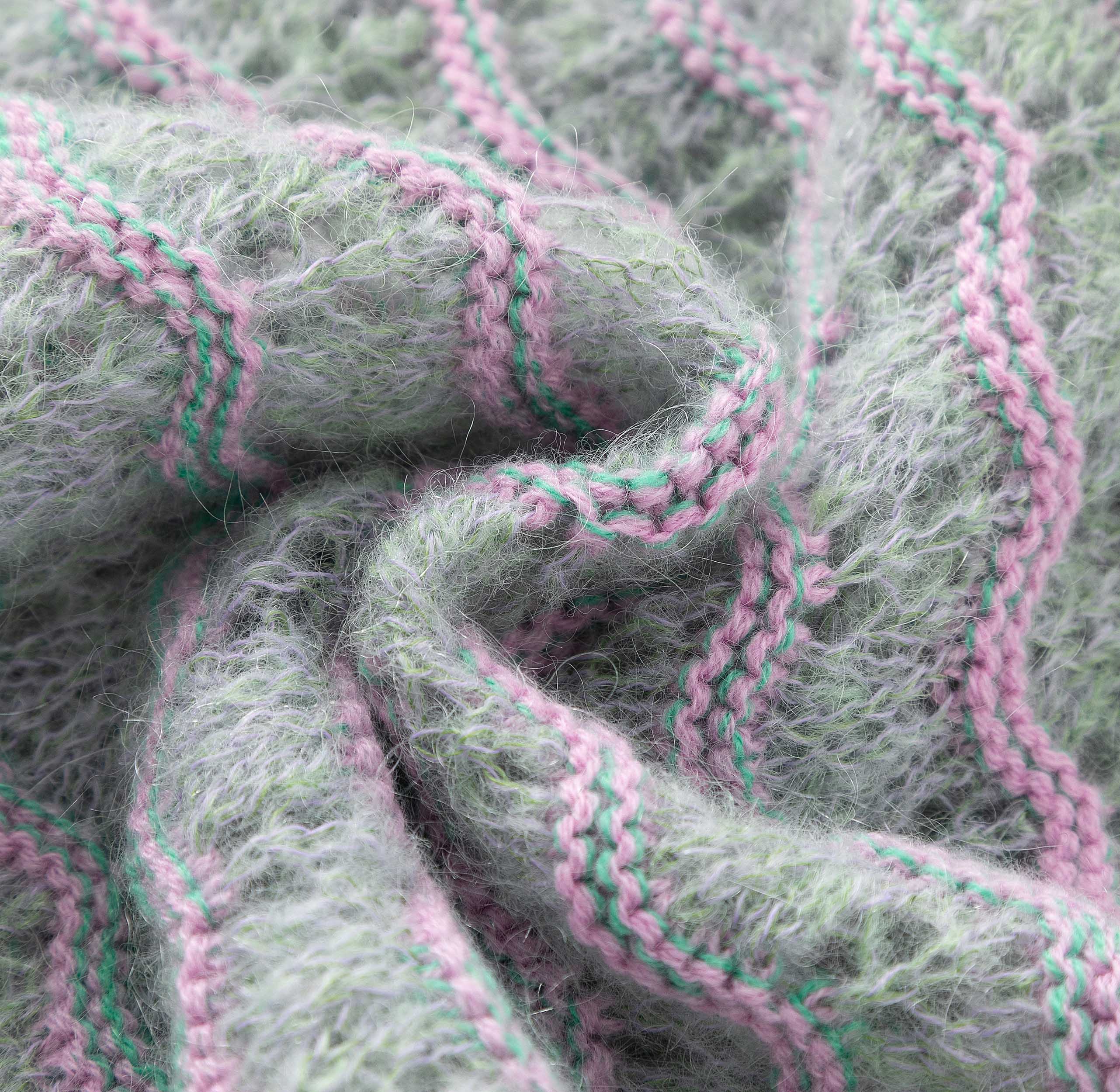 N.86 CASHMERE & MOHAIR BLEND POINTELLE WAVE CREW - MOSS MAVUE