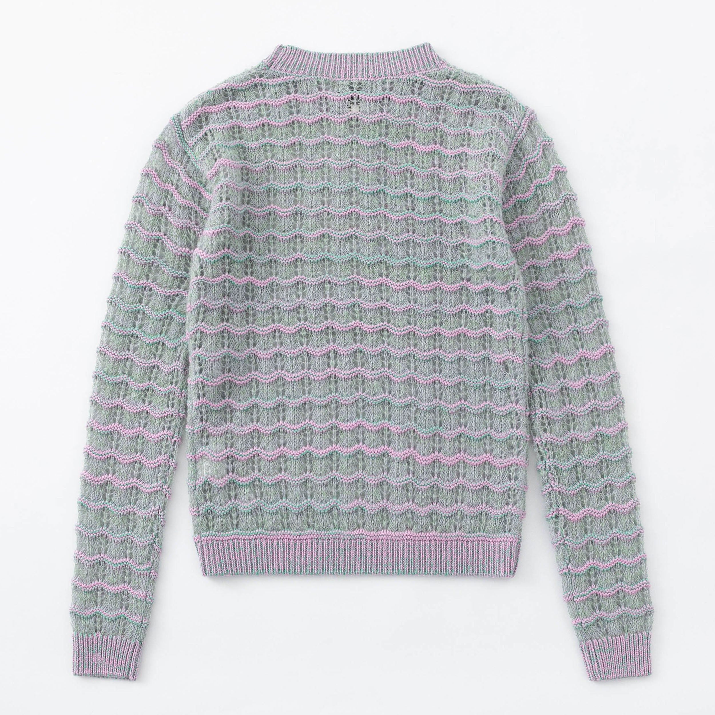 N.86 CASHMERE & MOHAIR BLEND POINTELLE WAVE CREW - MOSS MAVUE
