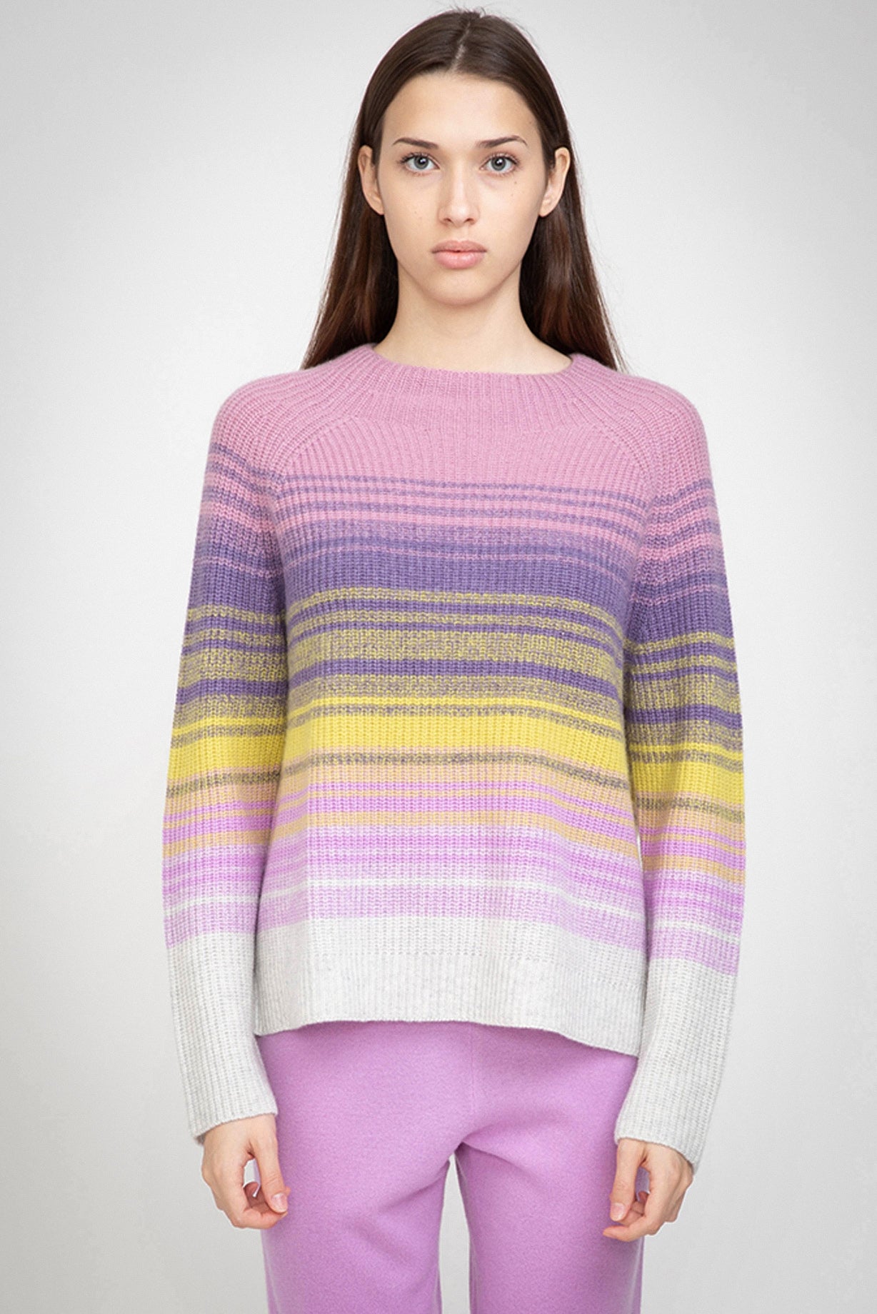N.102 MÉLANGE DE CACHEMIRE OMBRE COL FUMÉE - LILAC HAZE - Seulement XS restant