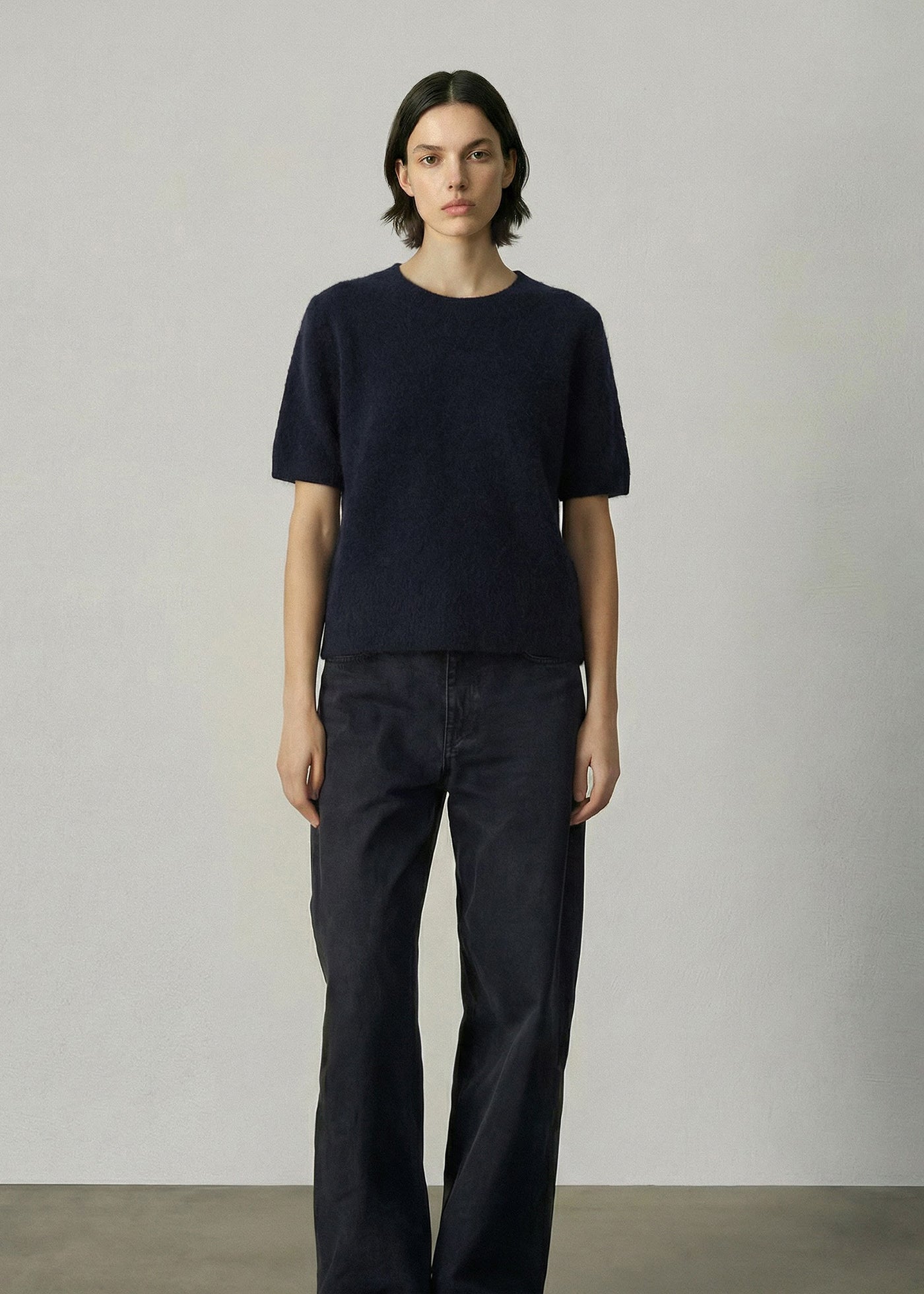 658 BRUSHED SHORTSLEEVE KNIT INK