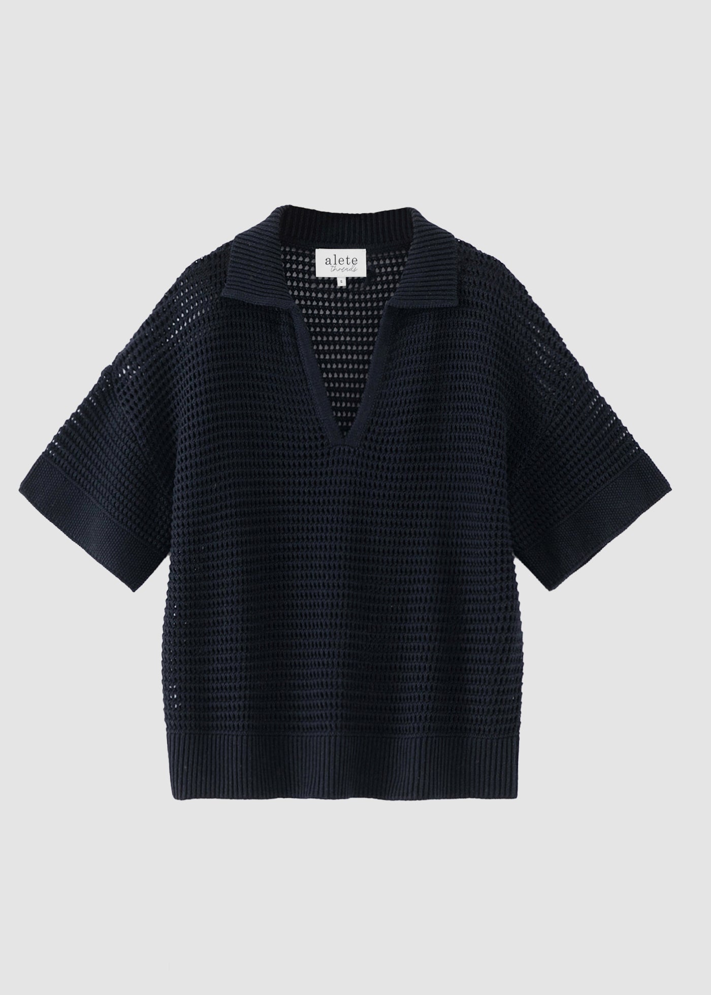 OPEN STITCH POLO NVY