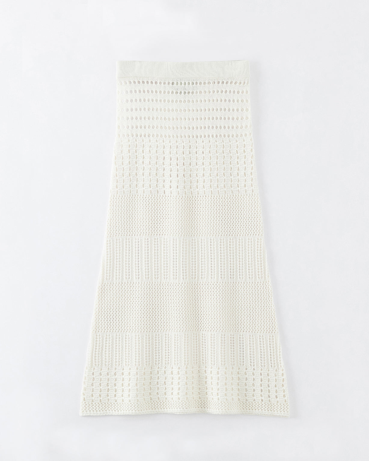 N.253 JUPE EN CROCHET À RAYURES BLANCHES - IVOIRE
