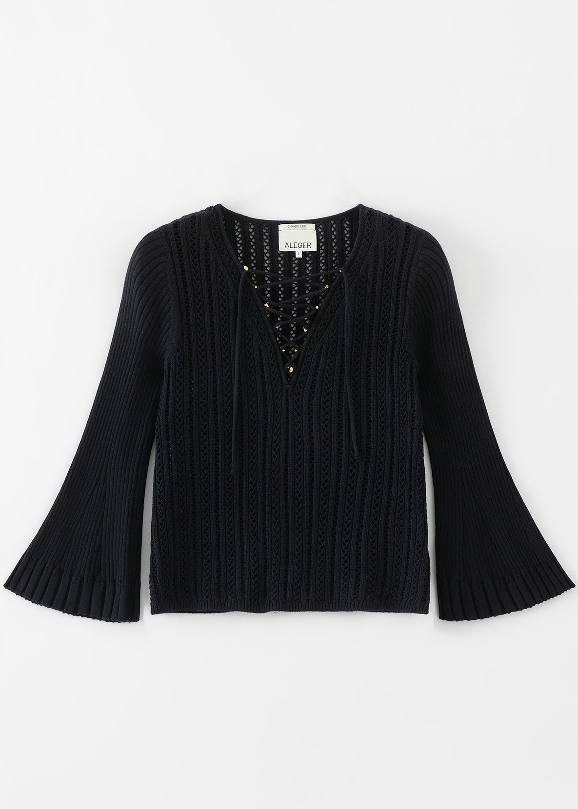 N.300 LACE FRONT FLARED SLEEVE TOP