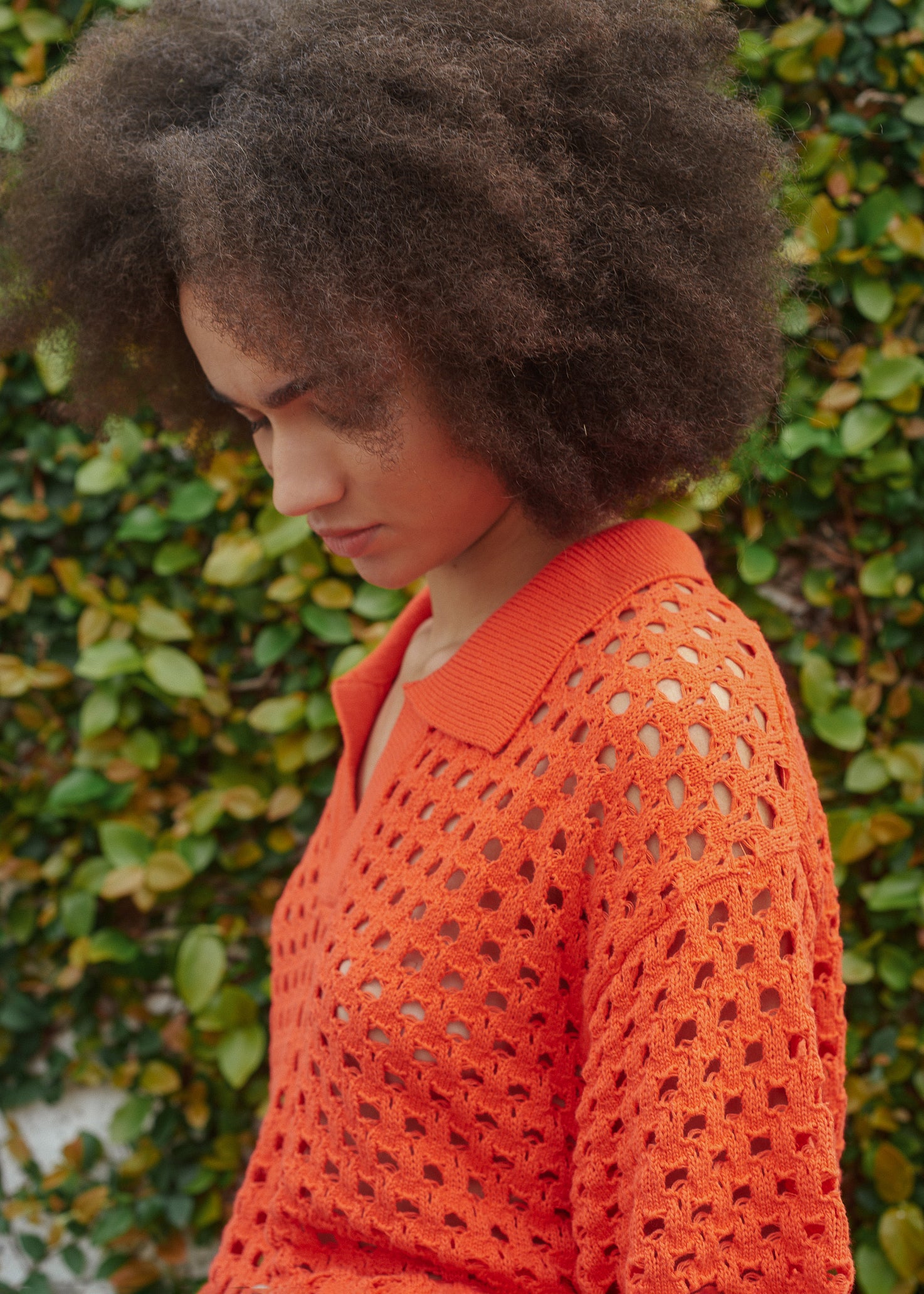 N.303 OVERSIZED OPEN KNIT POLO