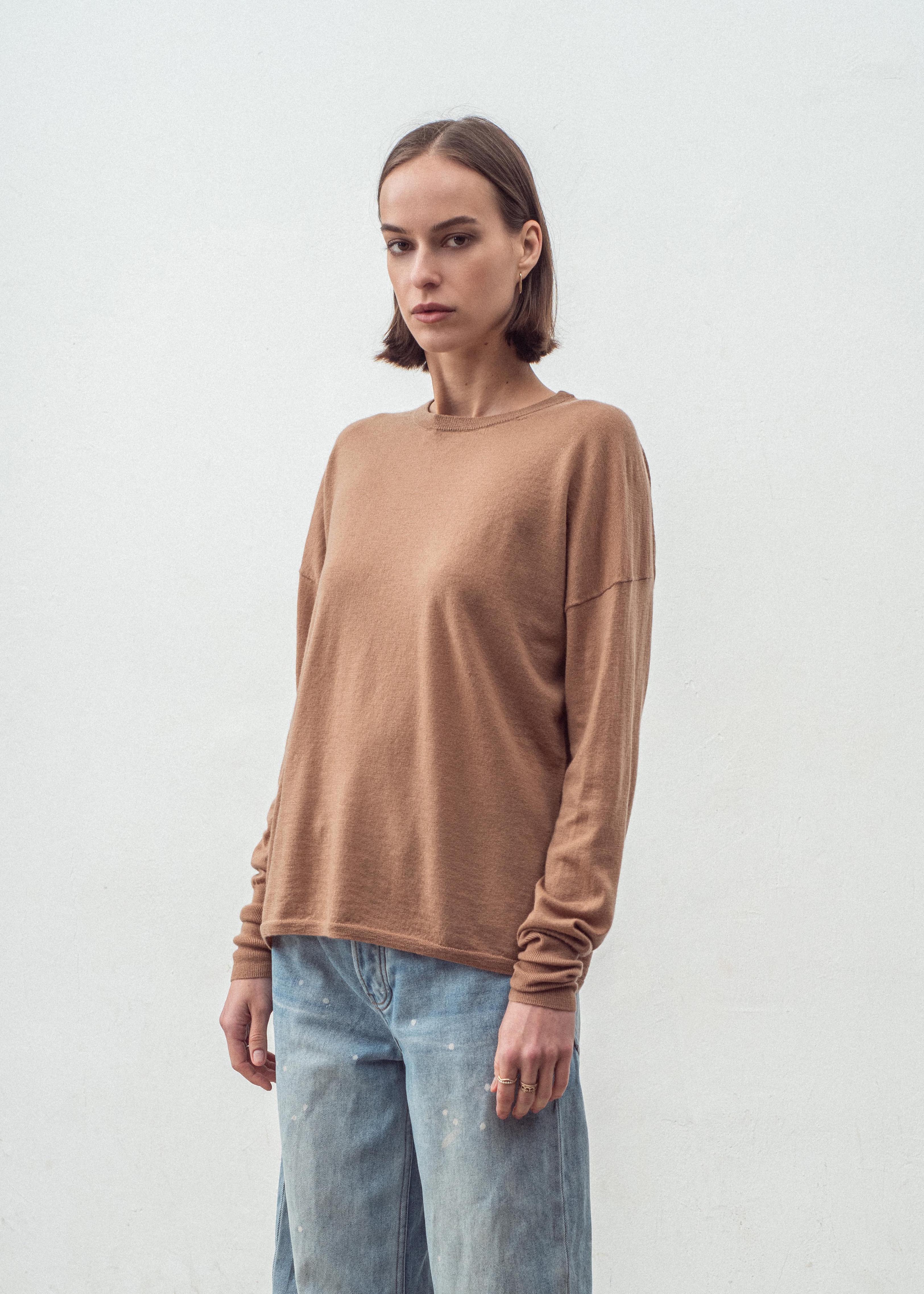 N.316 CASHMERE BLEND TULIP SLEEVE TOP SPICE