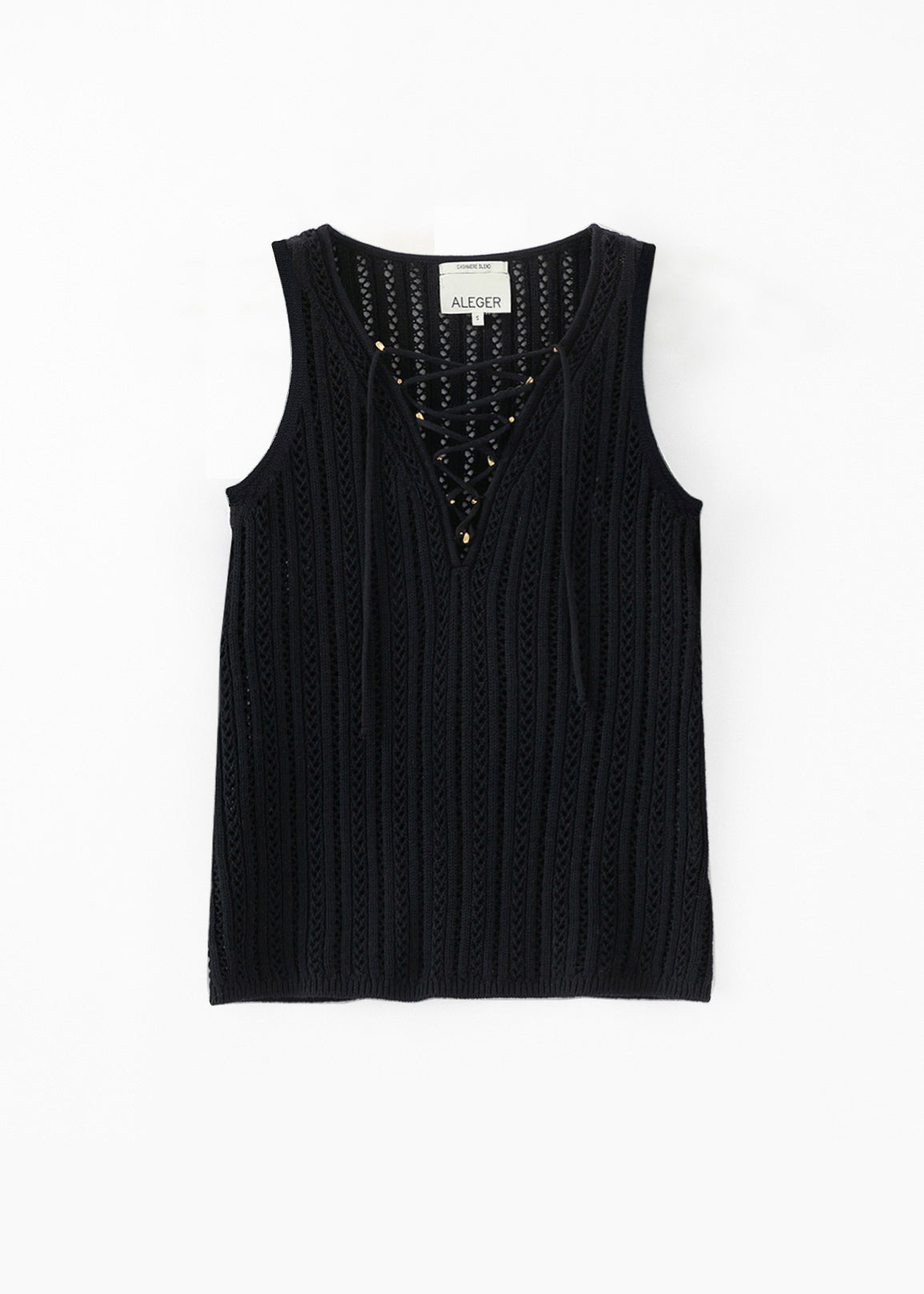 N.322 LACE FRONT TOP: BLACK
