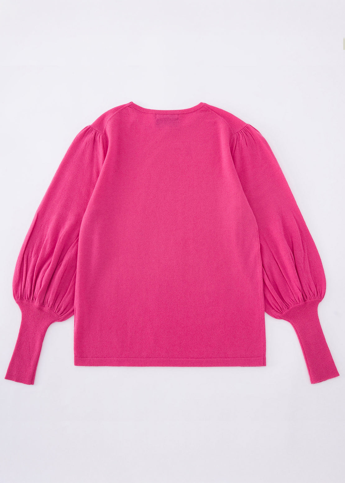 N.33 CASHMERE BLEND BELL SLEEVE TOP FUSHIA