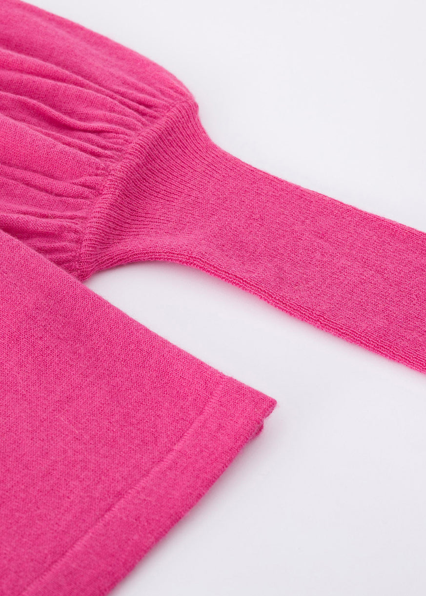 N.33 CASHMERE BLEND BELL SLEEVE TOP FUSHIA
