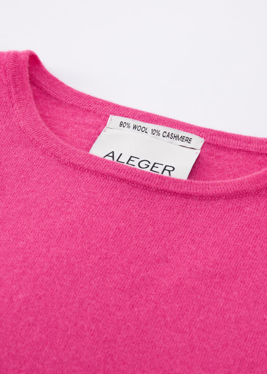 N.33 CASHMERE BLEND BELL SLEEVE TOP FUSHIA