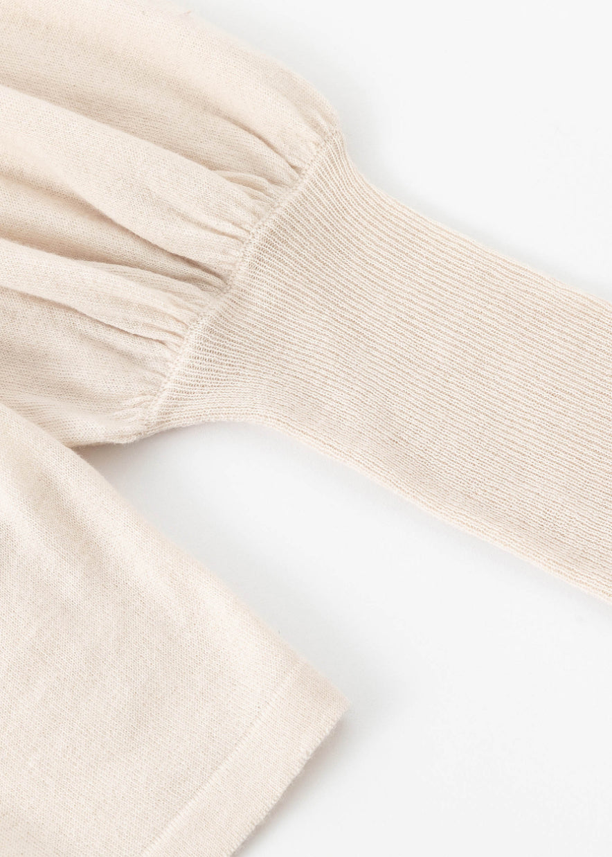 N.33 CASHMERE BLEND BELL SLEEVE TOP WINTER WHITE