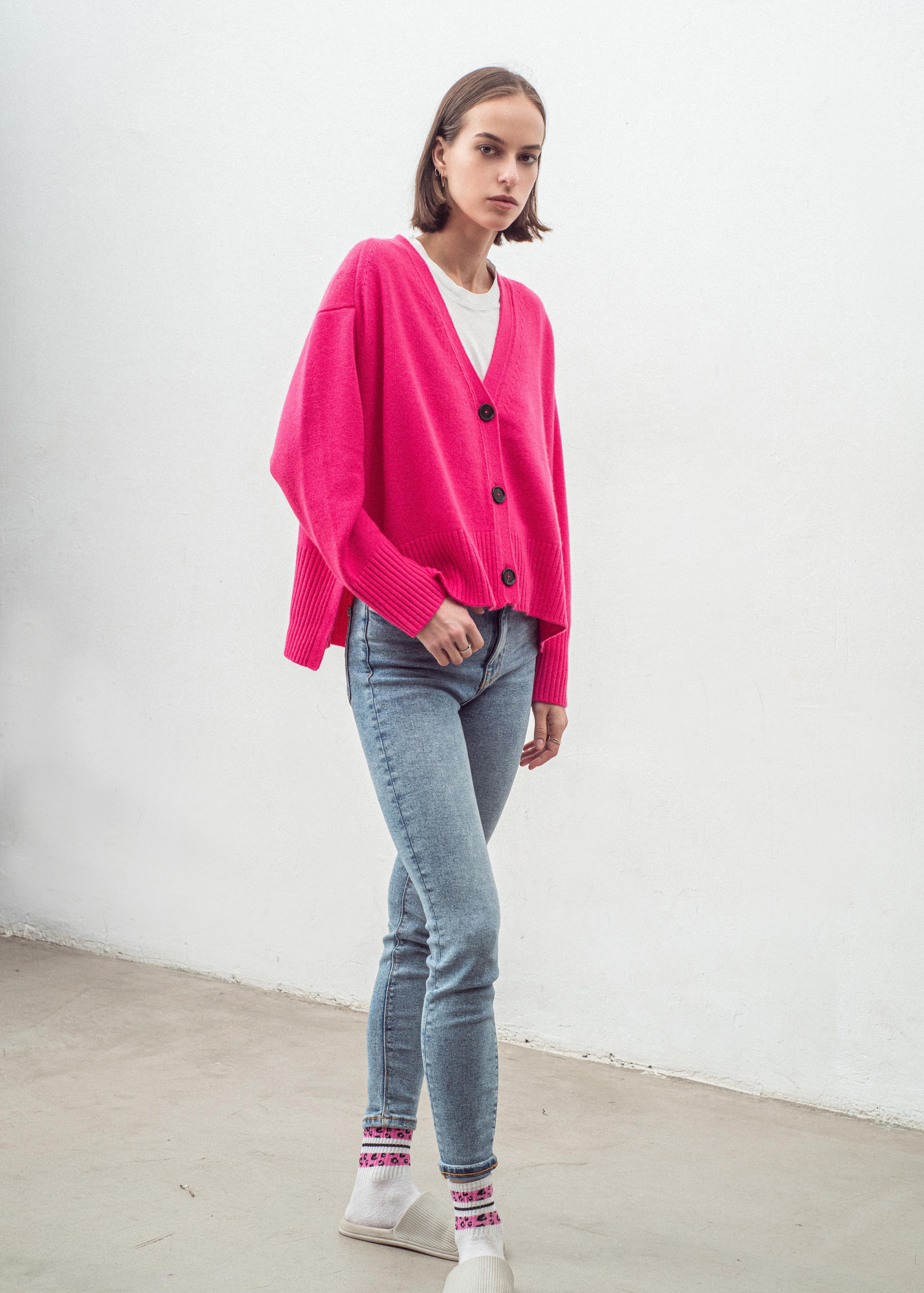 N.99 CASHMERE BLEND OVERSIZED CARDIGAN PINK FLASH