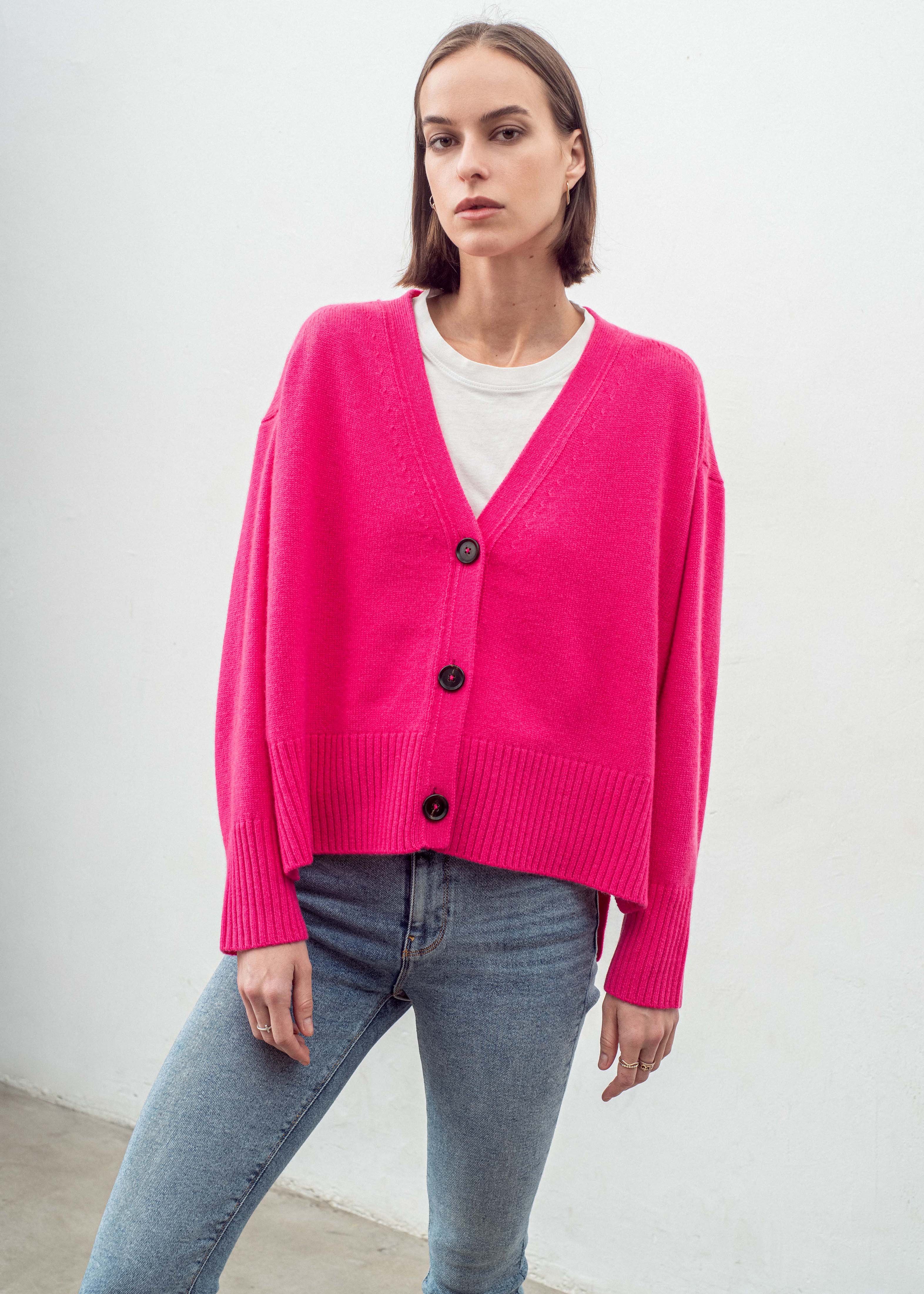 N.99 CASHMERE BLEND OVERSIZED CARDIGAN PINK FLASH