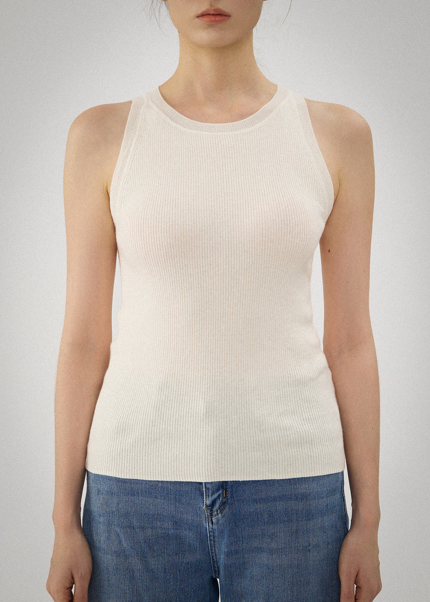 N.85 SKINNY RIB TANK - IVORY