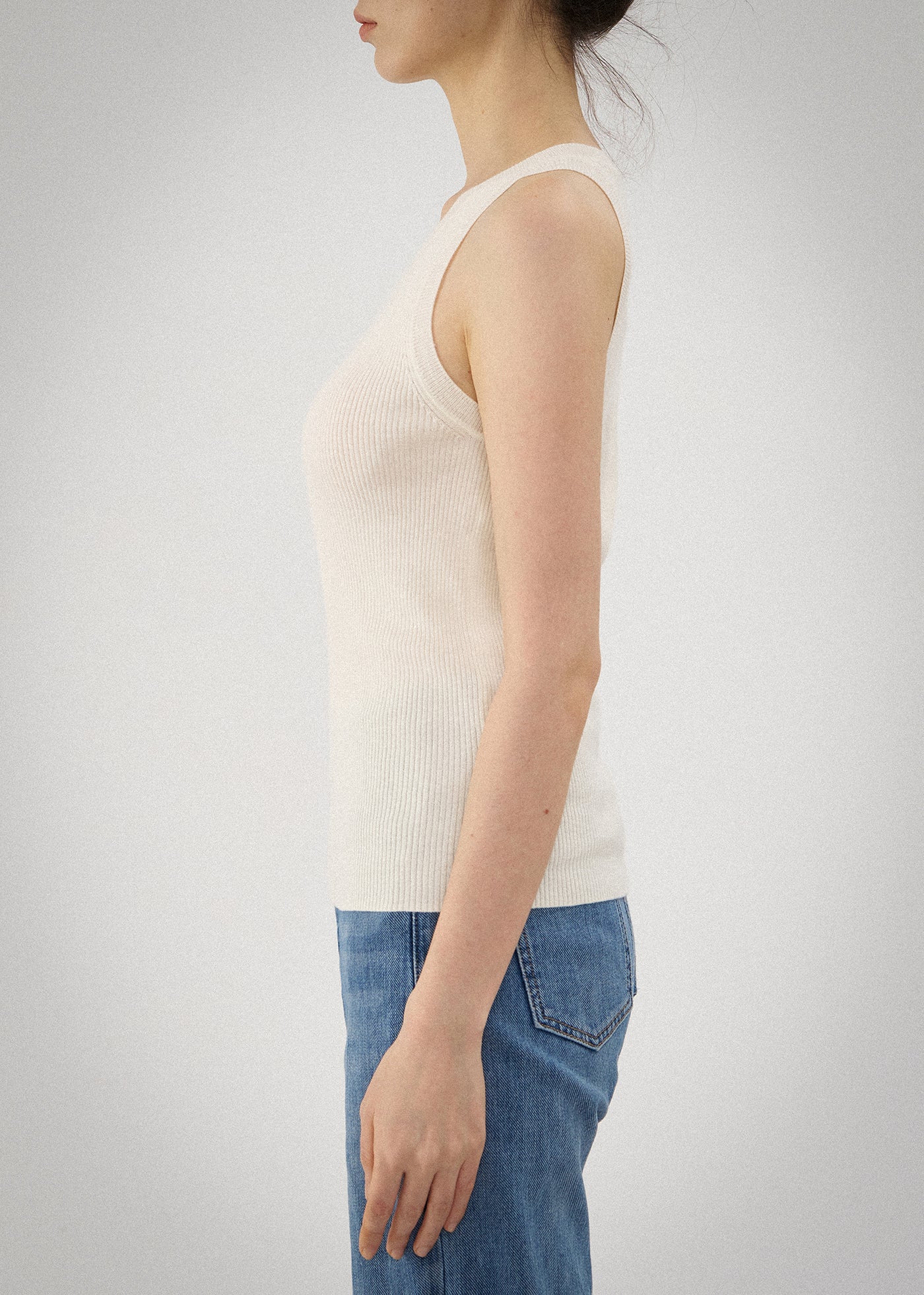 N.85 SKINNY RIB TANK - IVORY