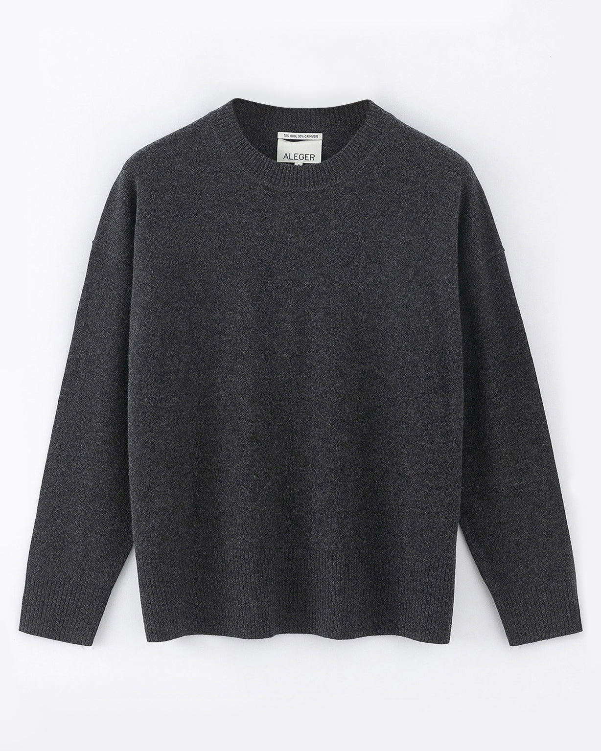 N.20  CASHMERE BLEND OVERSIZE CREW - DARK MARL GREY- Only S  Left