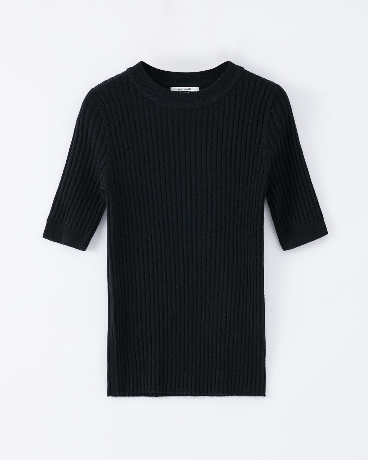 N.48 ALEGER 100% Cashmere Short Sleeve T - BLACK