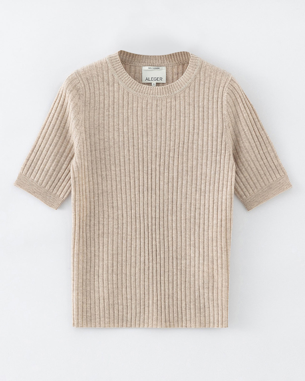 N.48 ALEGER 100% Cashmere Short Sleeve T - CHAMPAGNE - Only XS,L Left