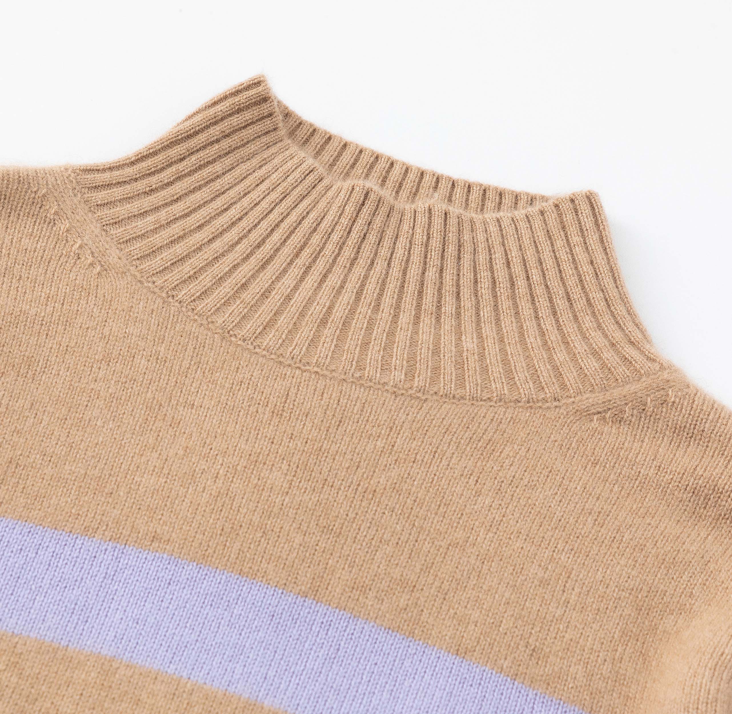 N.61 CASHMERE BLEND SLIM STRIPE POLO - NUTMEG / IRIS