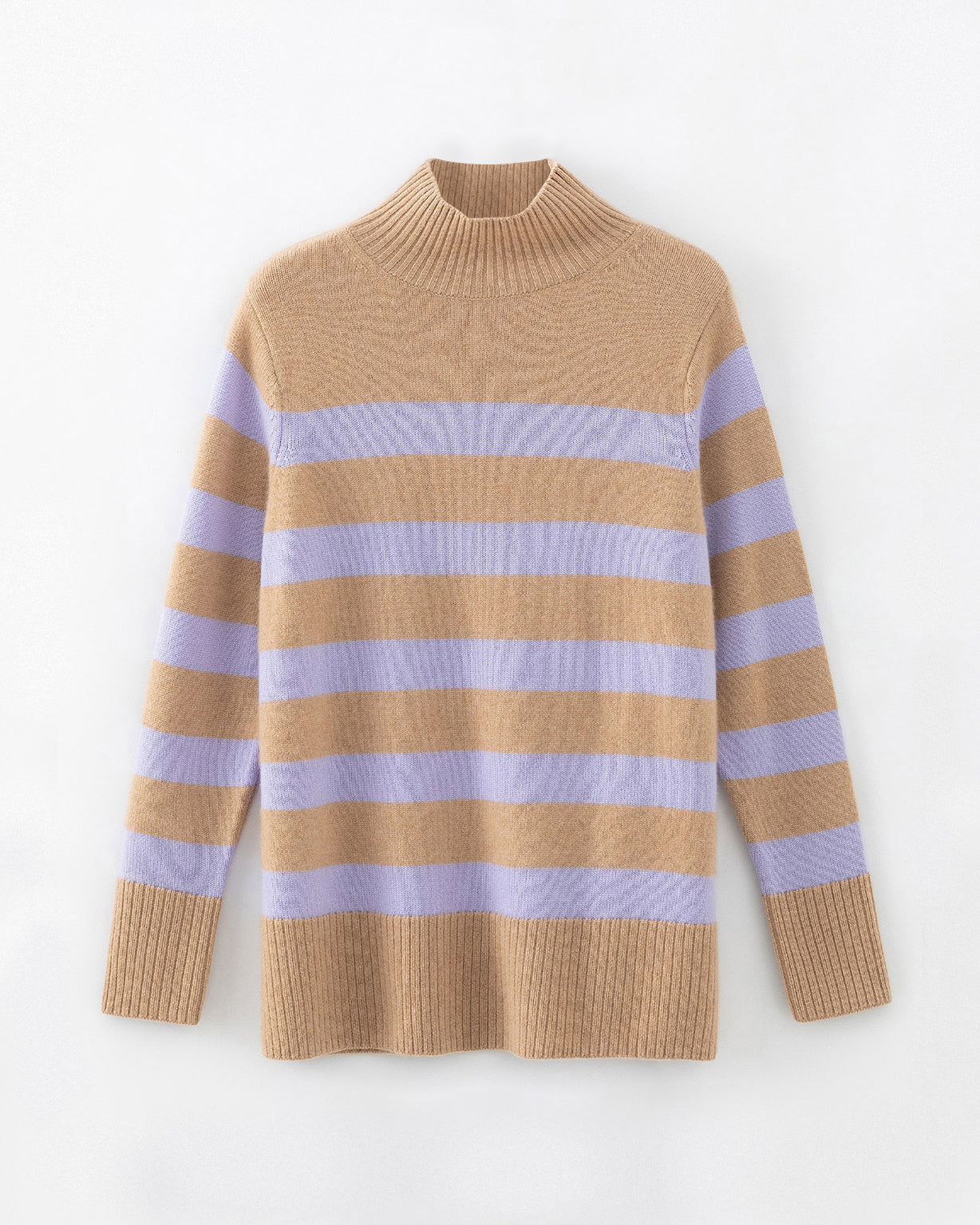 N.61 CASHMERE BLEND SLIM STRIPE POLO - NUTMEG / IRIS