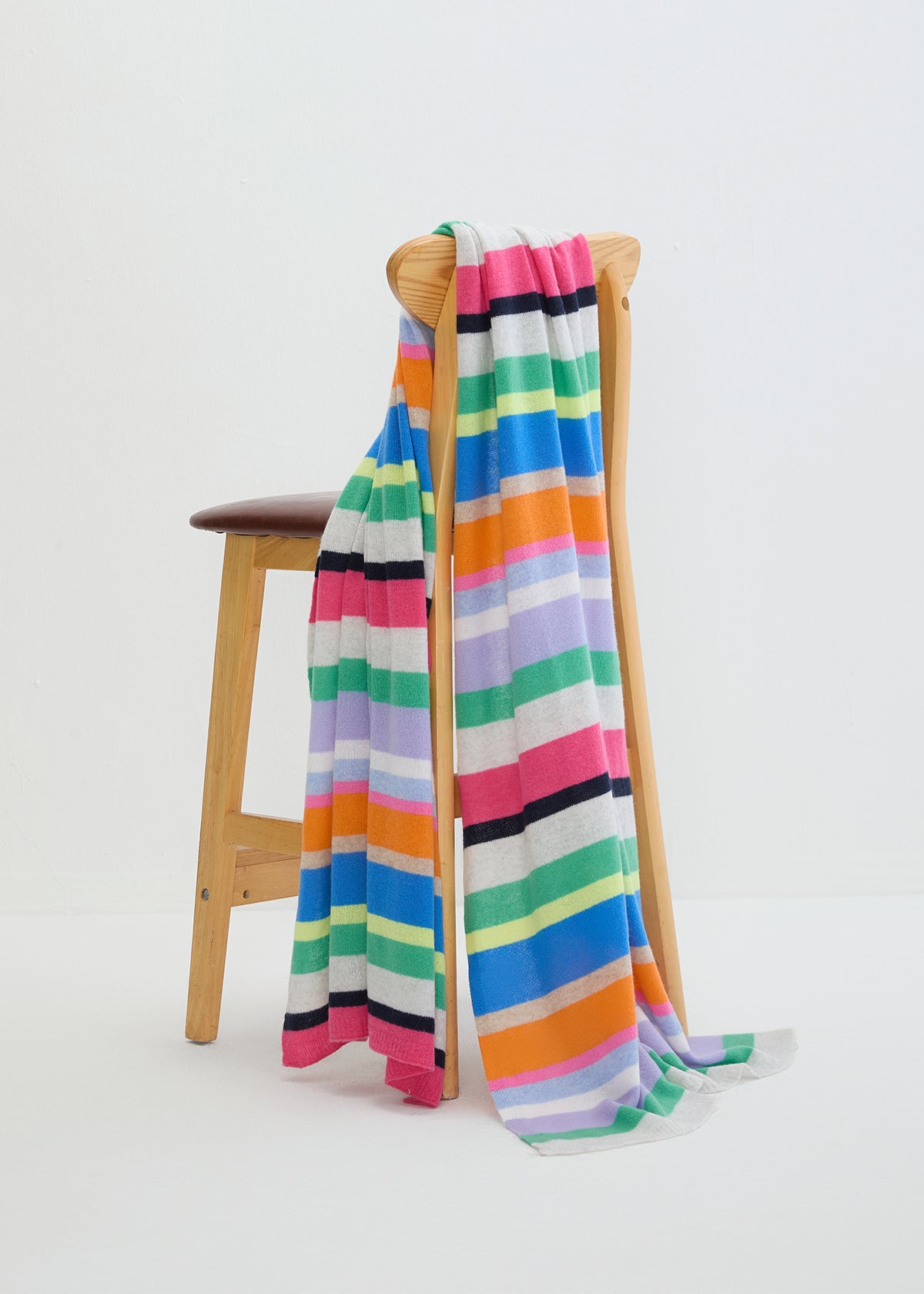 N.2147WC-PAS 70%WOOL 30% CASHMERE FEATHER WEIGHT STRIPPED TRAVEL WRAP