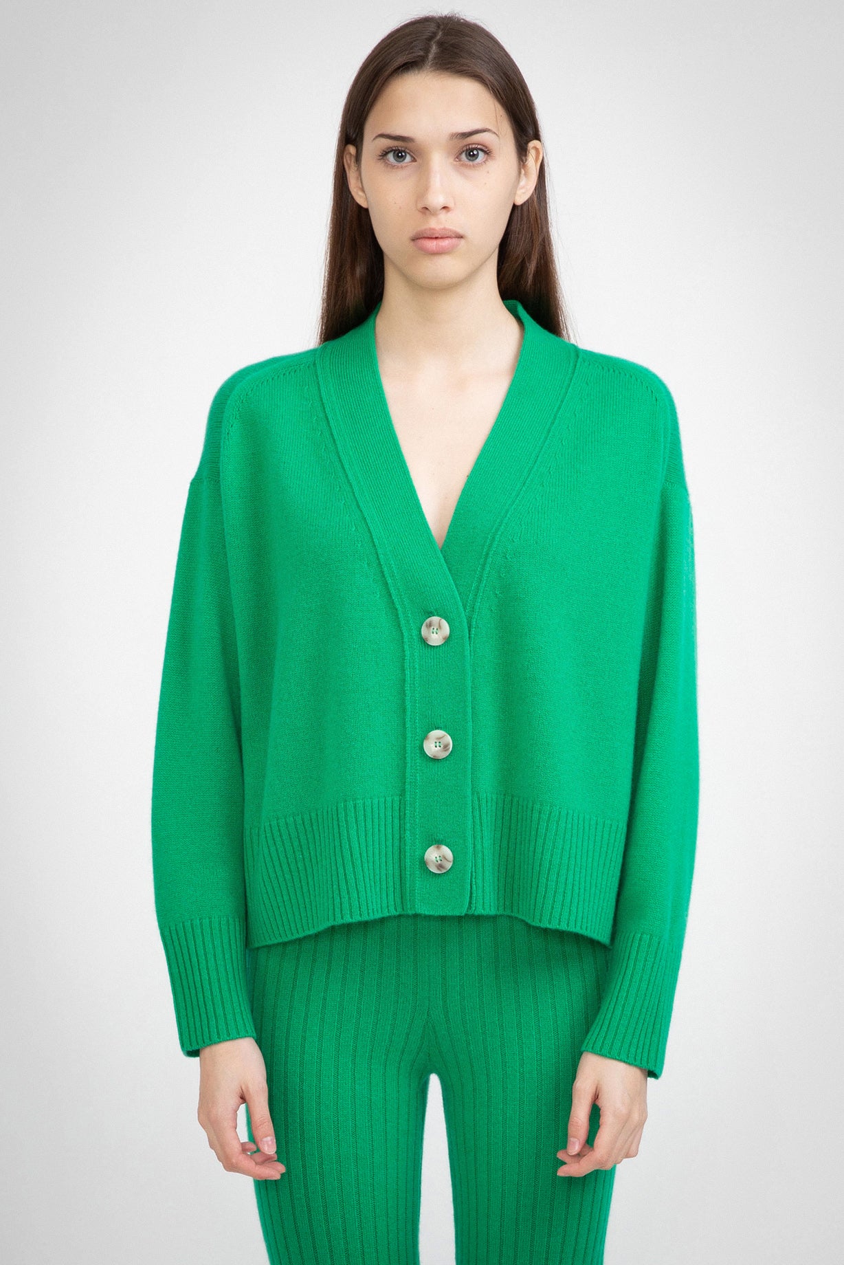 N.99 CASHMERE BLEND HI-LOW OVERSIZED 3 BTN CARDIGAN - KELLY GREEN - Only XS,L left