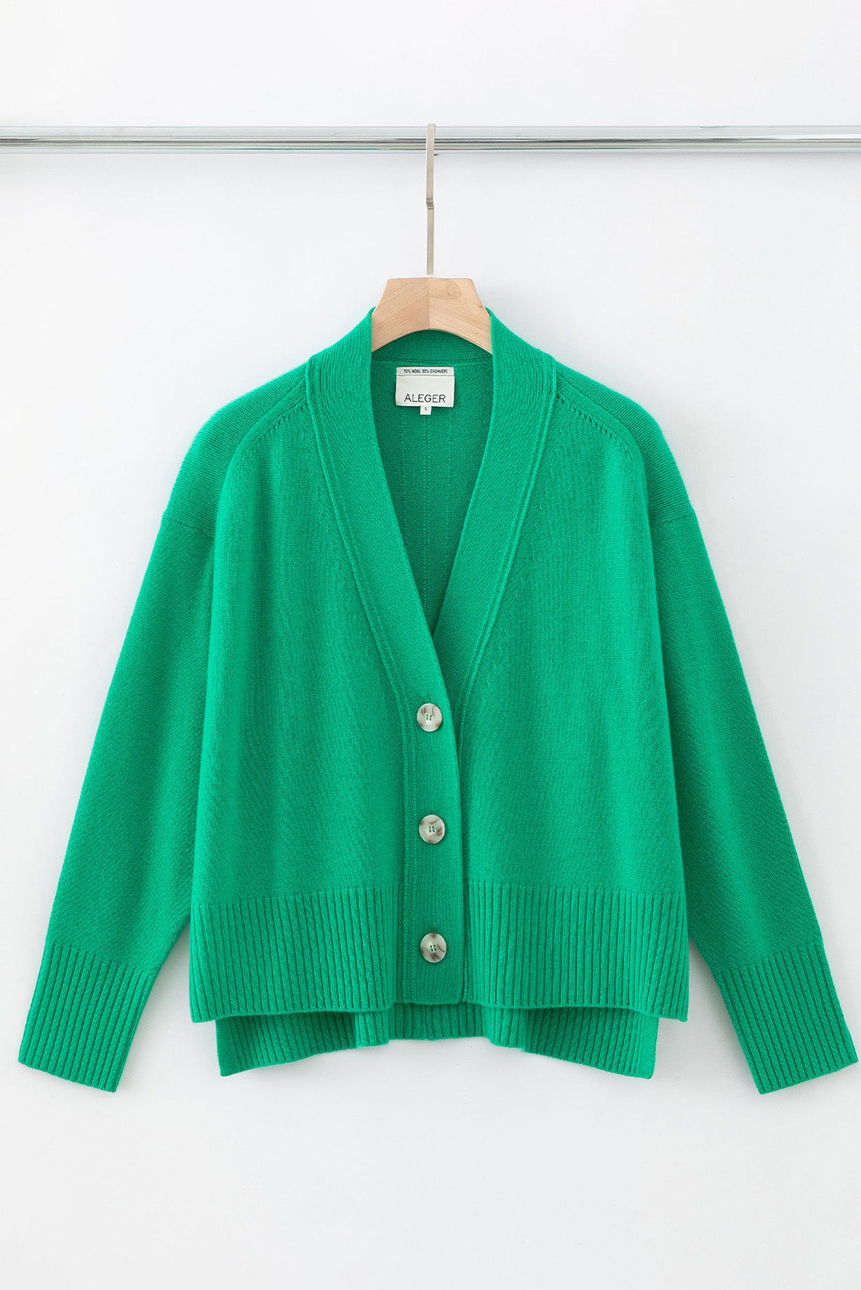 N.99 CASHMERE BLEND HI-LOW OVERSIZED 3 BTN CARDIGAN - KELLY GREEN - Only XS,L left