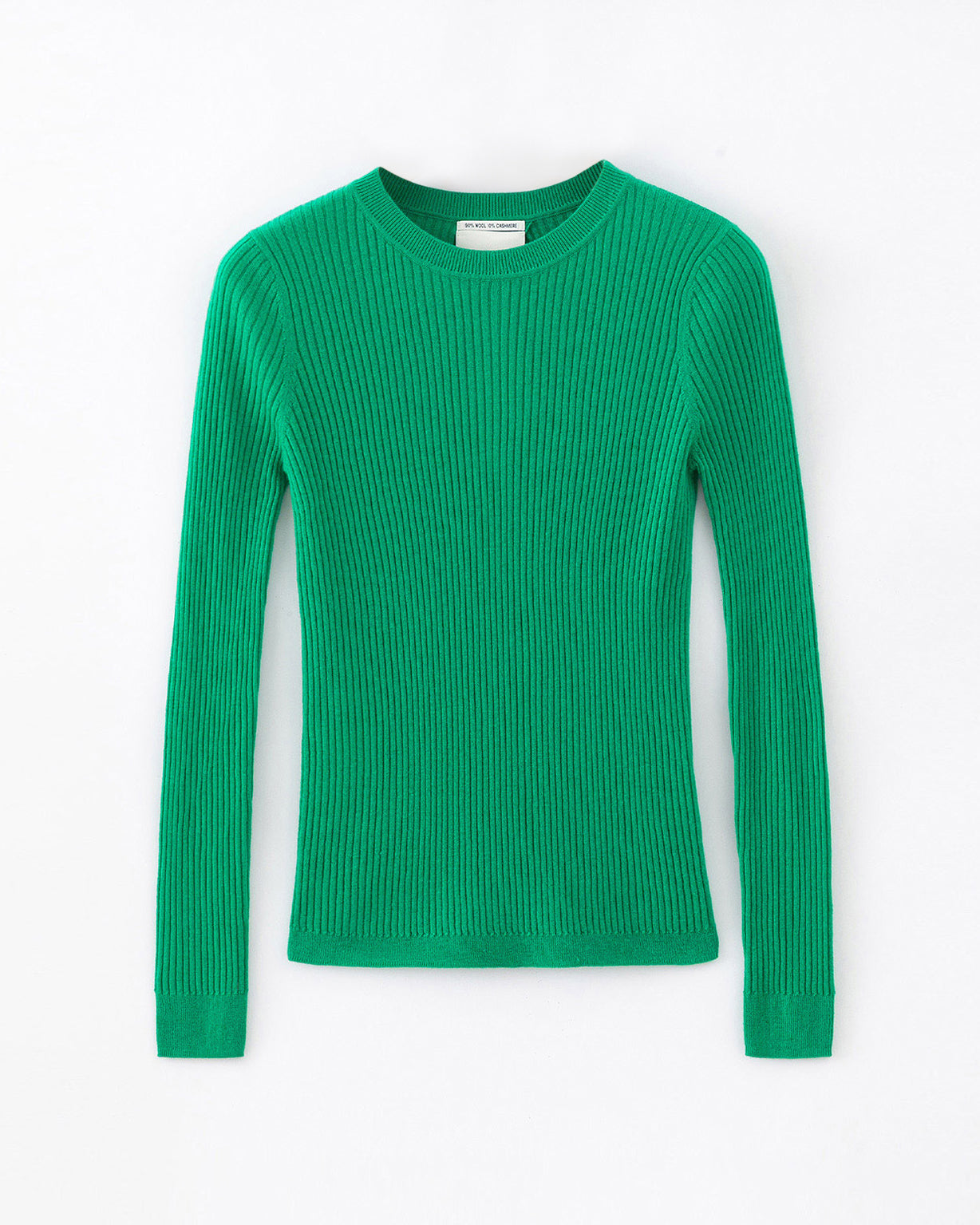 N.78 CASHMERE BLEND RIB KEYHOLE DETAIL CREW - KELLY GREEN