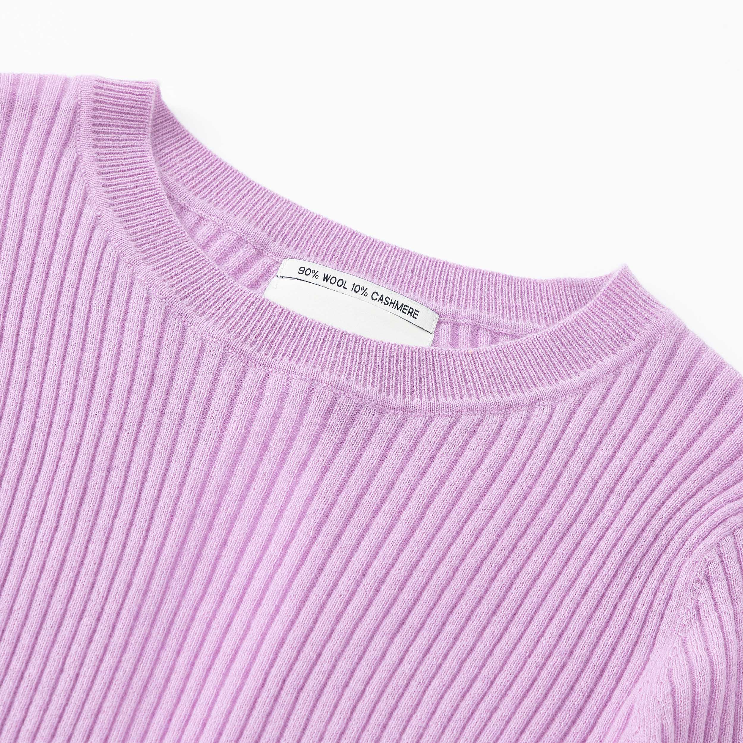 N.78 CASHMERE BLEND RIB KEYHOLE DETAIL CREW - ORCHID - Only XS,M Left