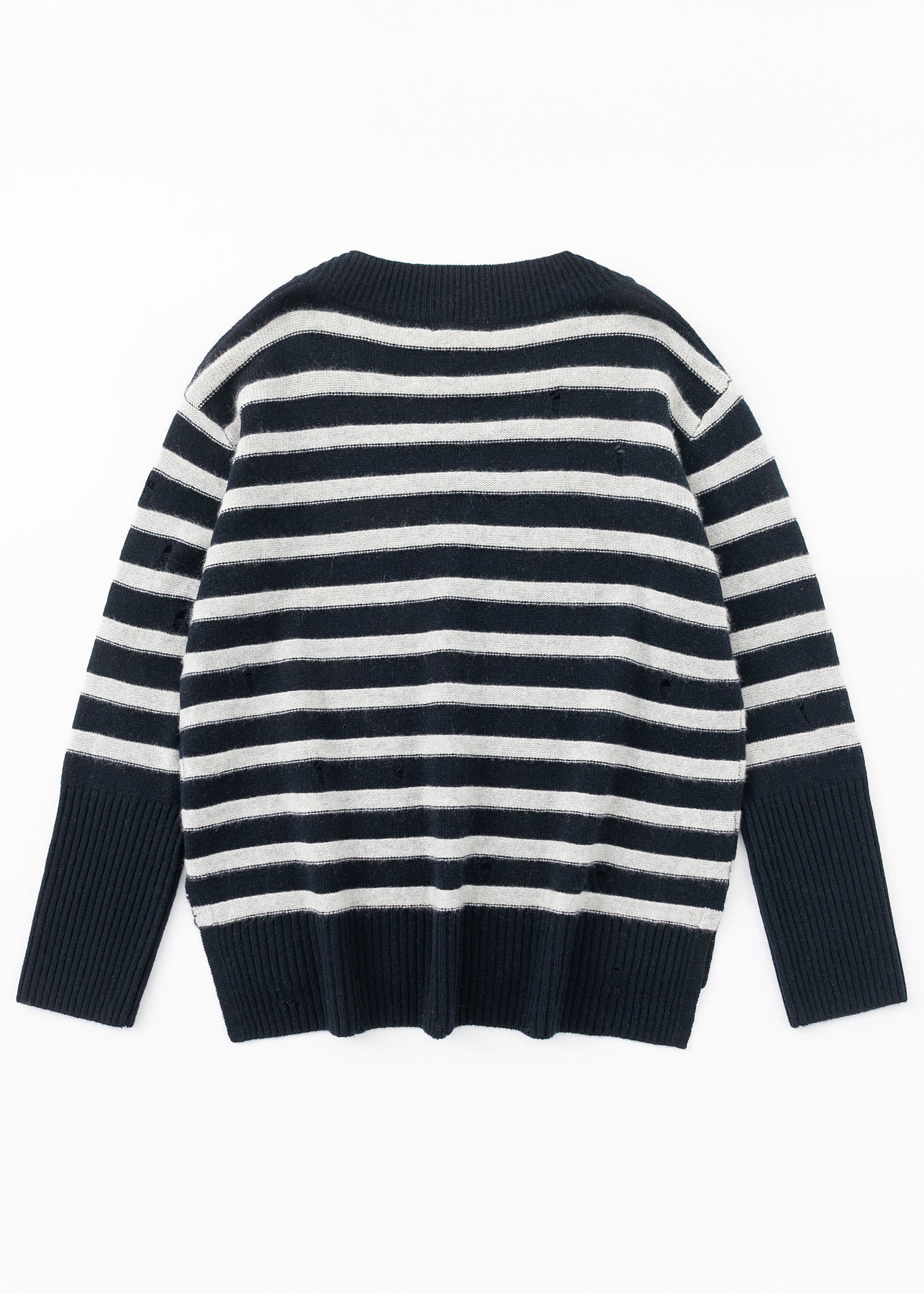 N.120 STRIPED DEEP HEM V NECK