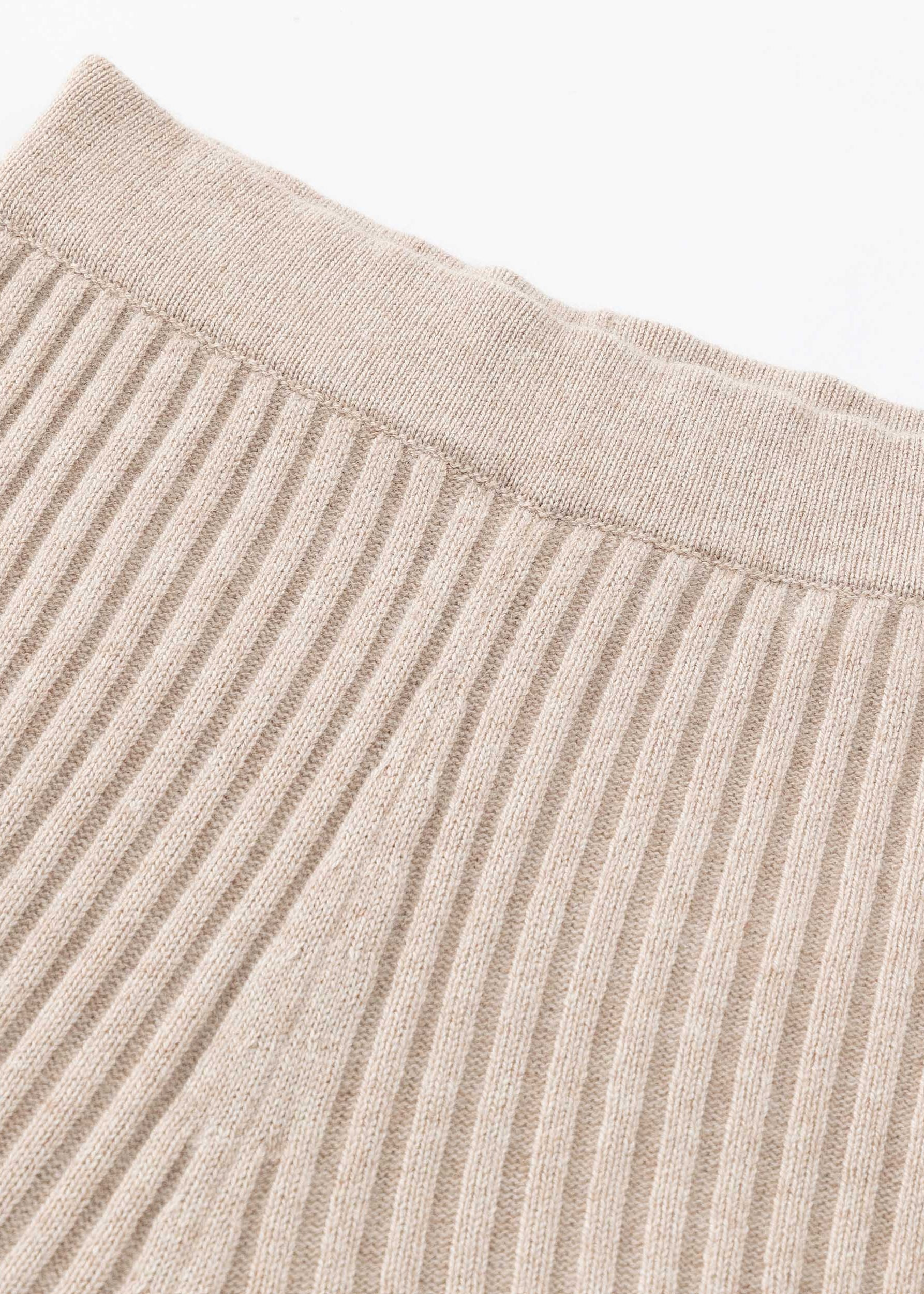 N.103 PANTALON JAMBE LARGE EN CACHEMIRE MÉLANGÉ BEIGE CÔTELÉ - CHAMPAGNE
