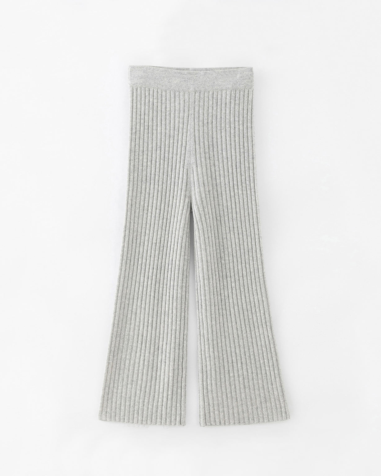 N.103 CASHMERE BLEND RIBBED WIDE LEG PANT - POLAR GREY