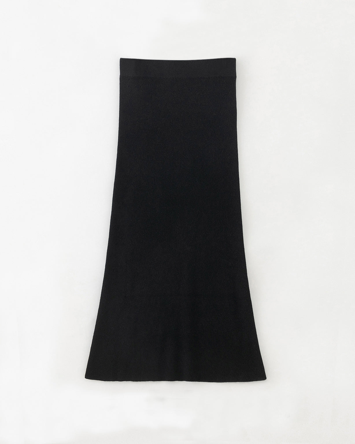 N.28 CASHMERE BLEND RIBBED SLIP SKIRT - BLACK - Only L Left