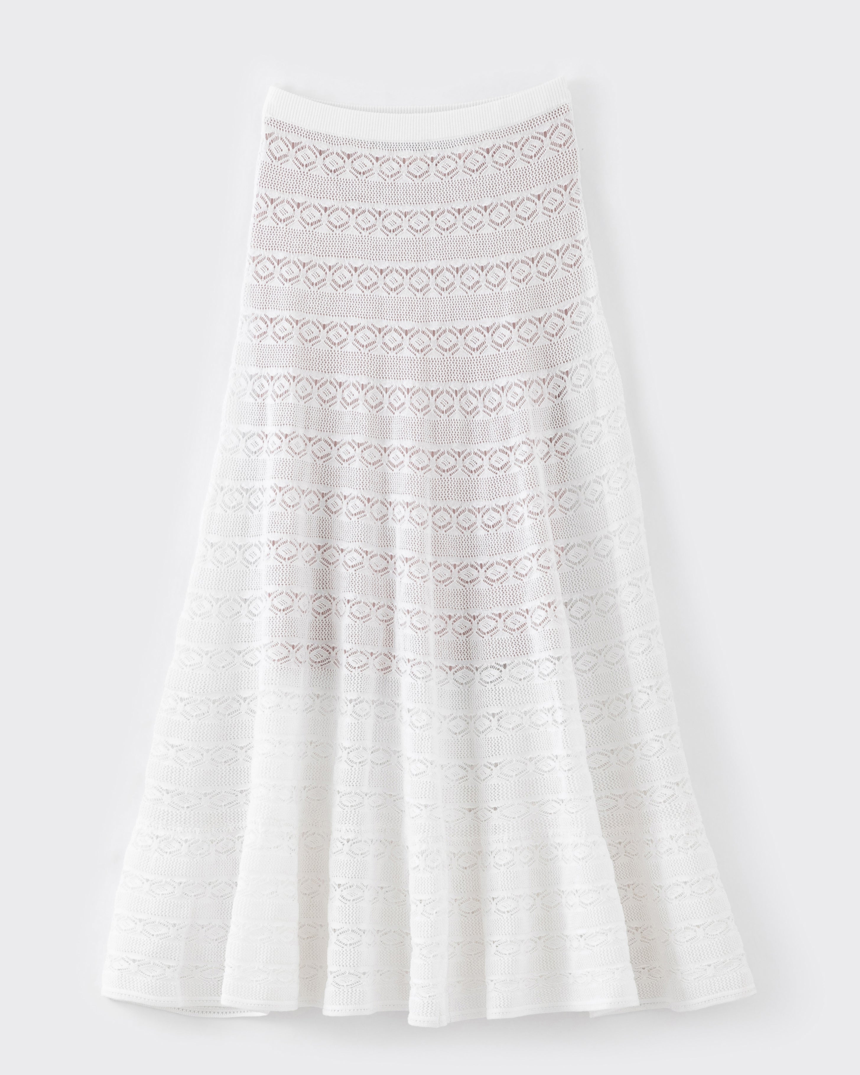 N.2267 FLARED LACE SKIRT: PEARL WHITE
