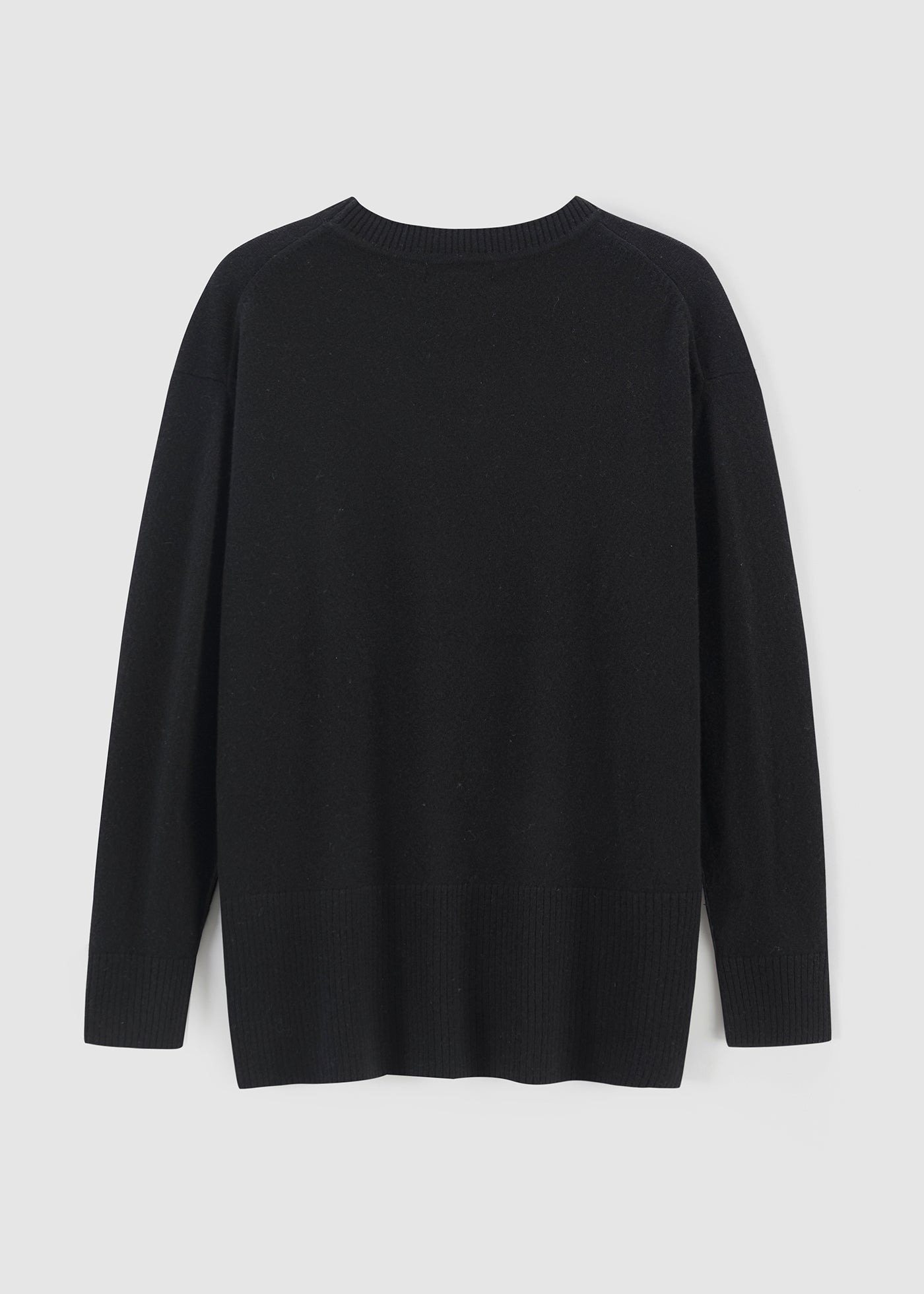 284 CASHMERE OVERSIZED LONG LINE CREW BLK