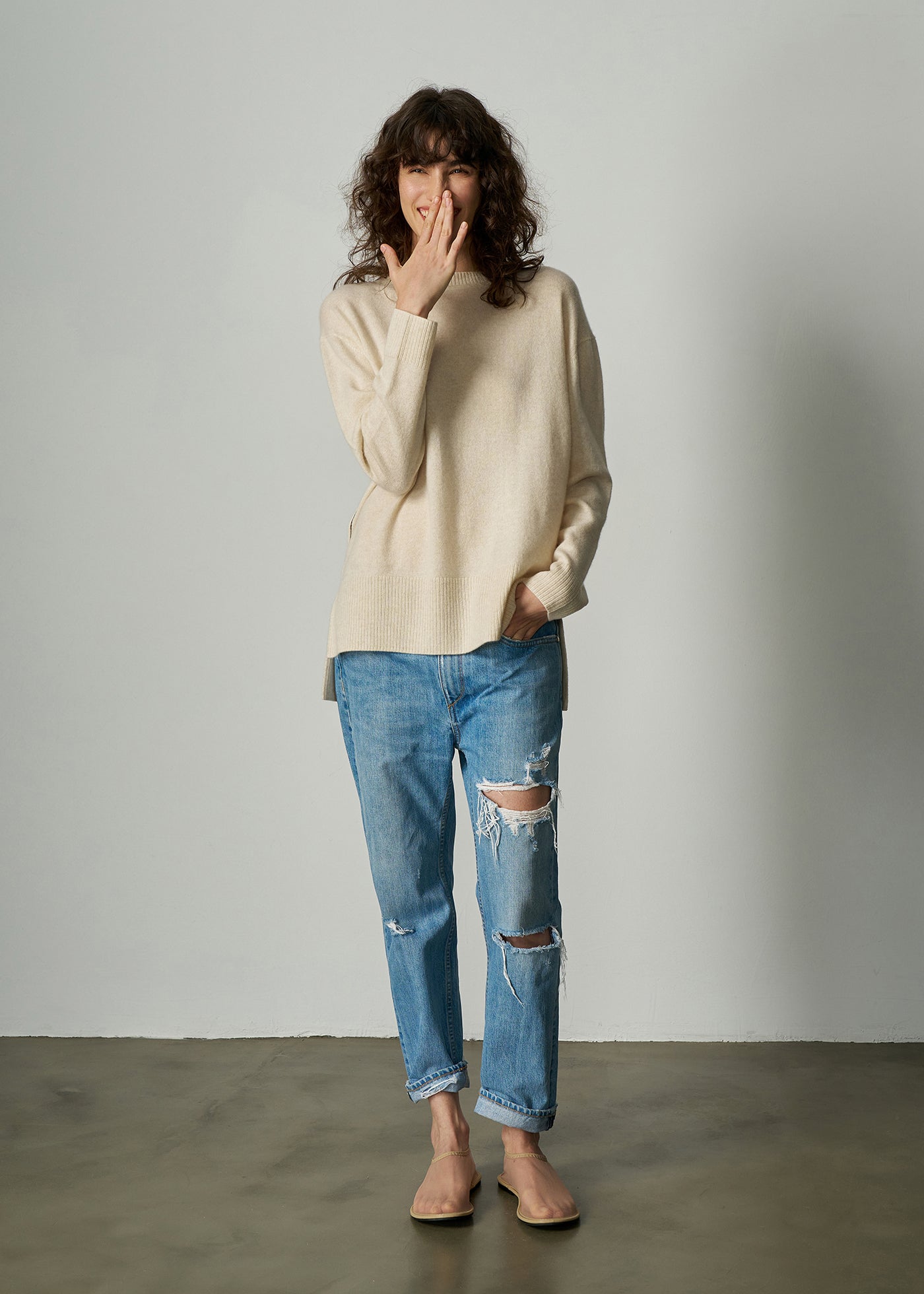 N.284 CASHMERE OVERSIZED LONG LINE CREW