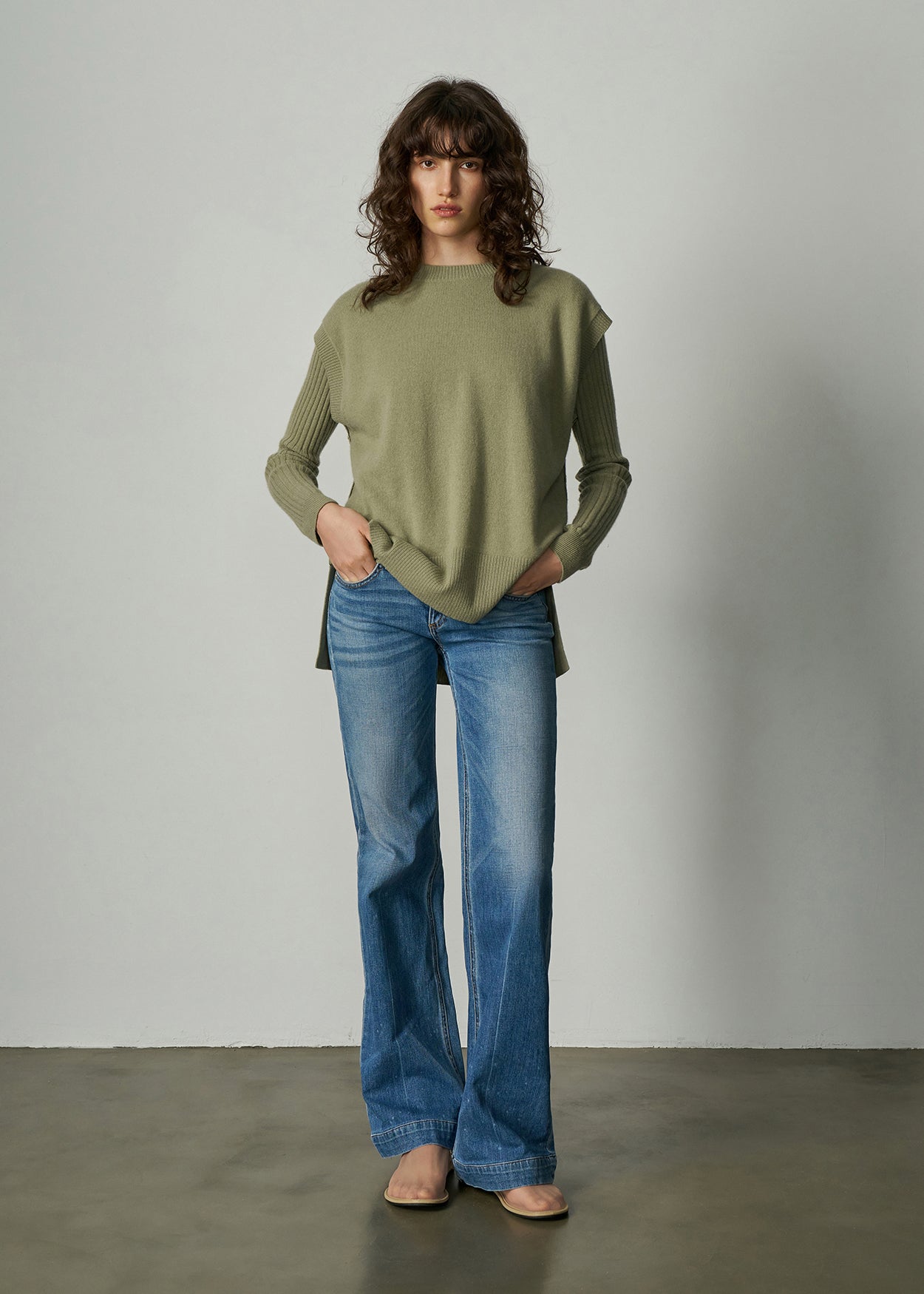 N.345 CASHMERE LONG LINE VEST