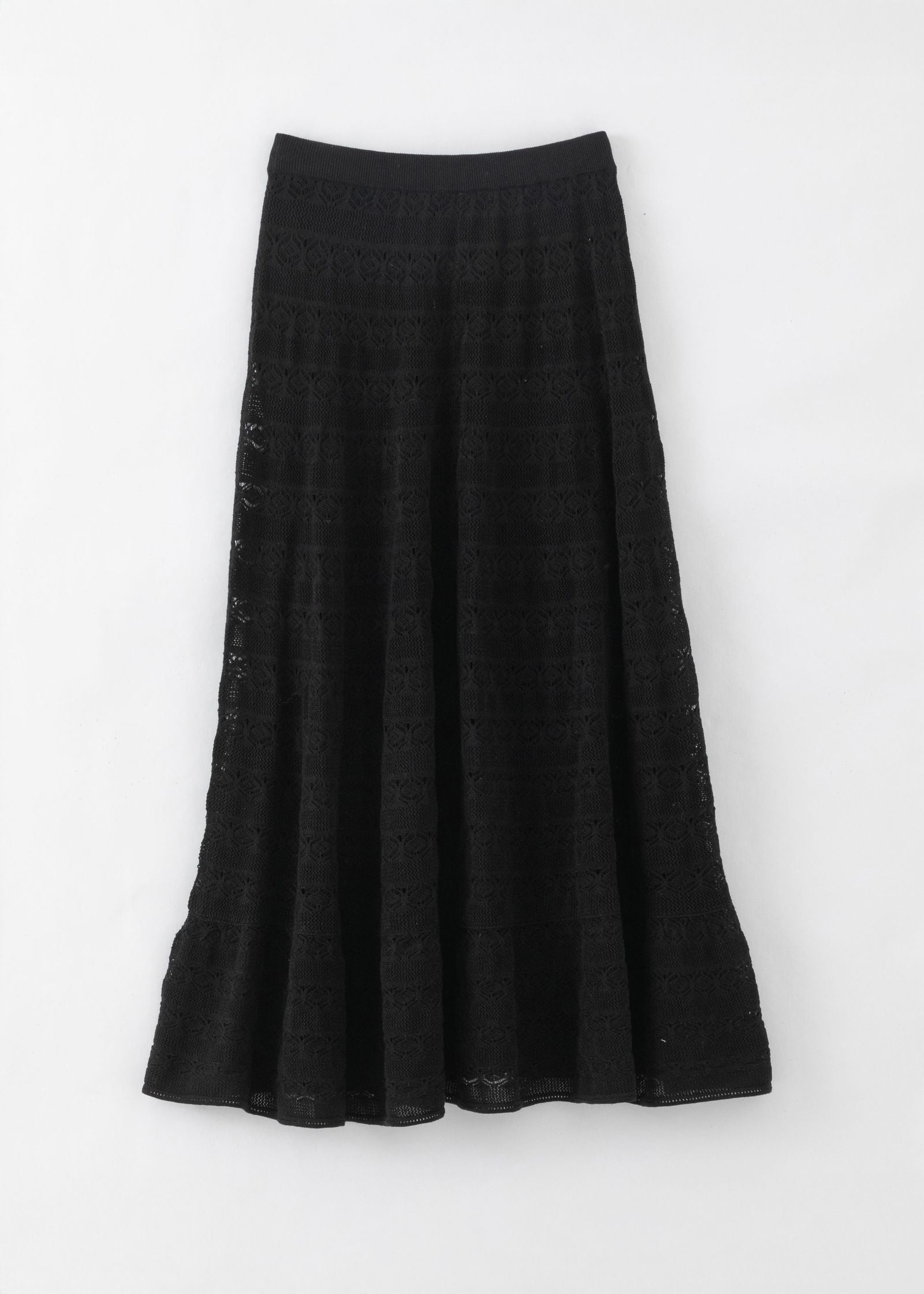 N.267 ORGANIC COTTON CASHMERE SPARKLY LACE KNIT SKIRT BLACK