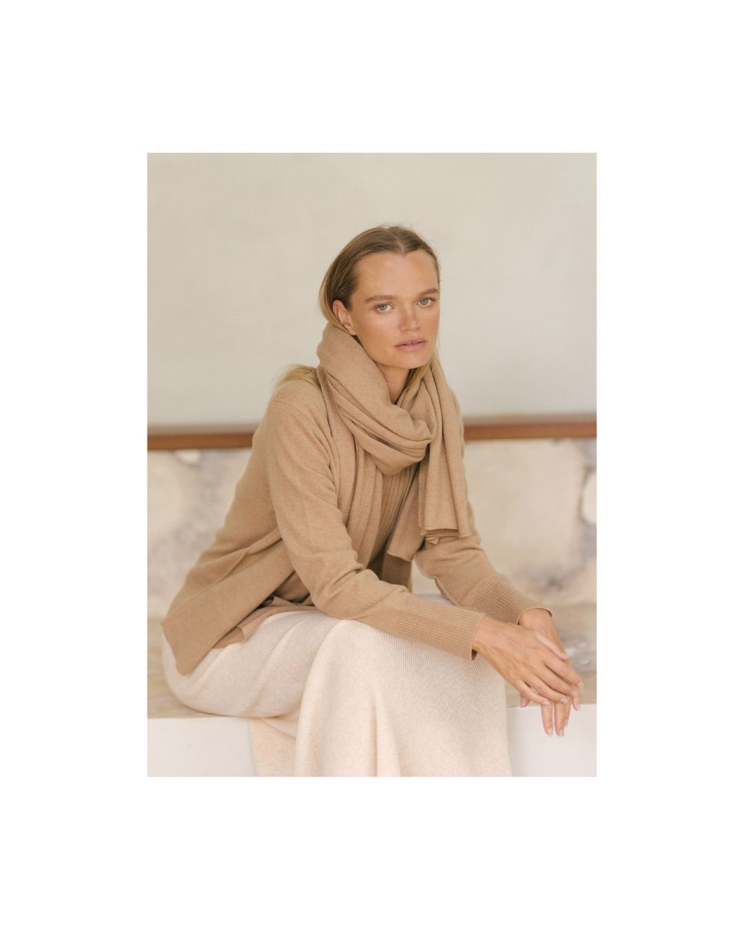 N.51 CASHMERE BLEND BLANKET WRAP - TOFFEE