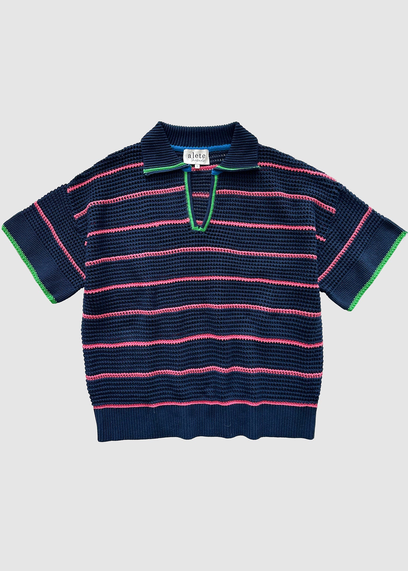 OPEN STITCH POLO NVY