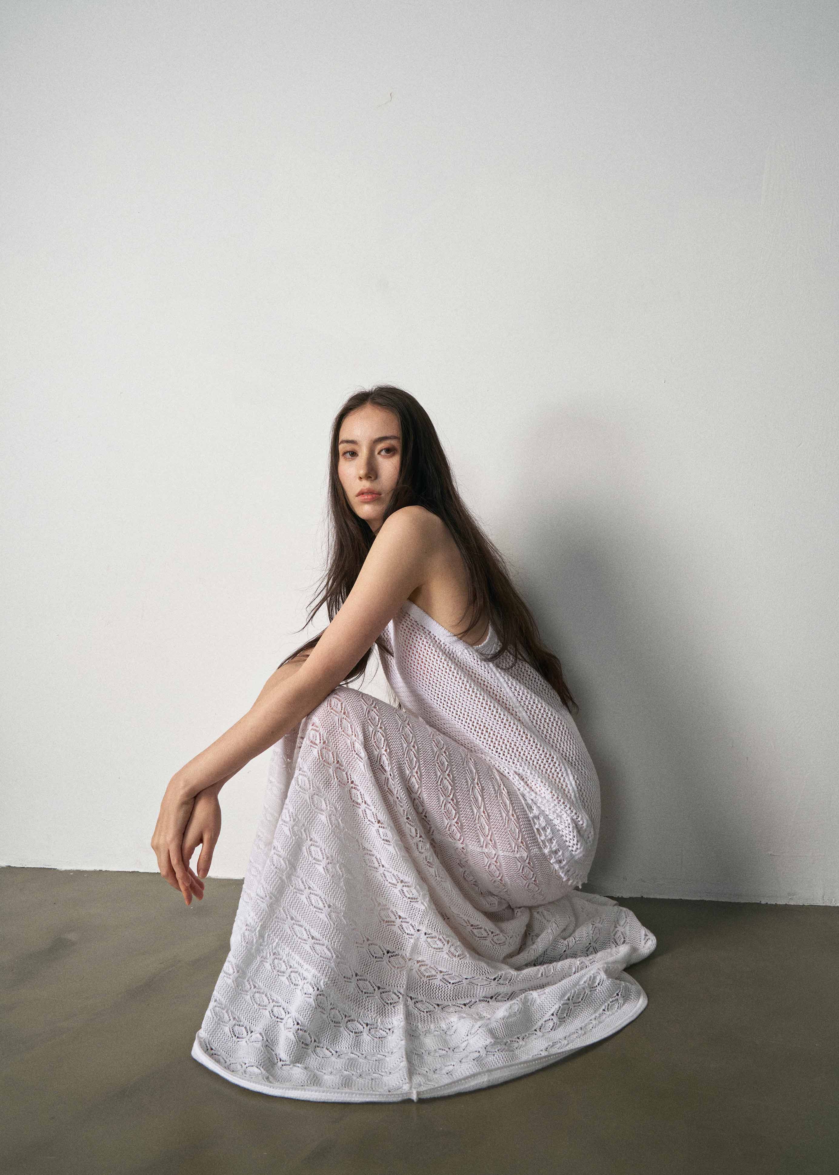 N.2267 FLARED LACE SKIRT: PEARL WHITE