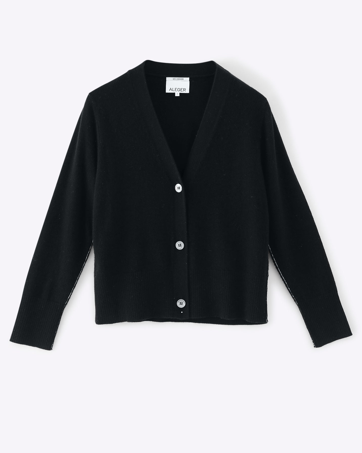 N.09 PURE CASHMERE SEAM DETAIL CARDIGAN BLACK