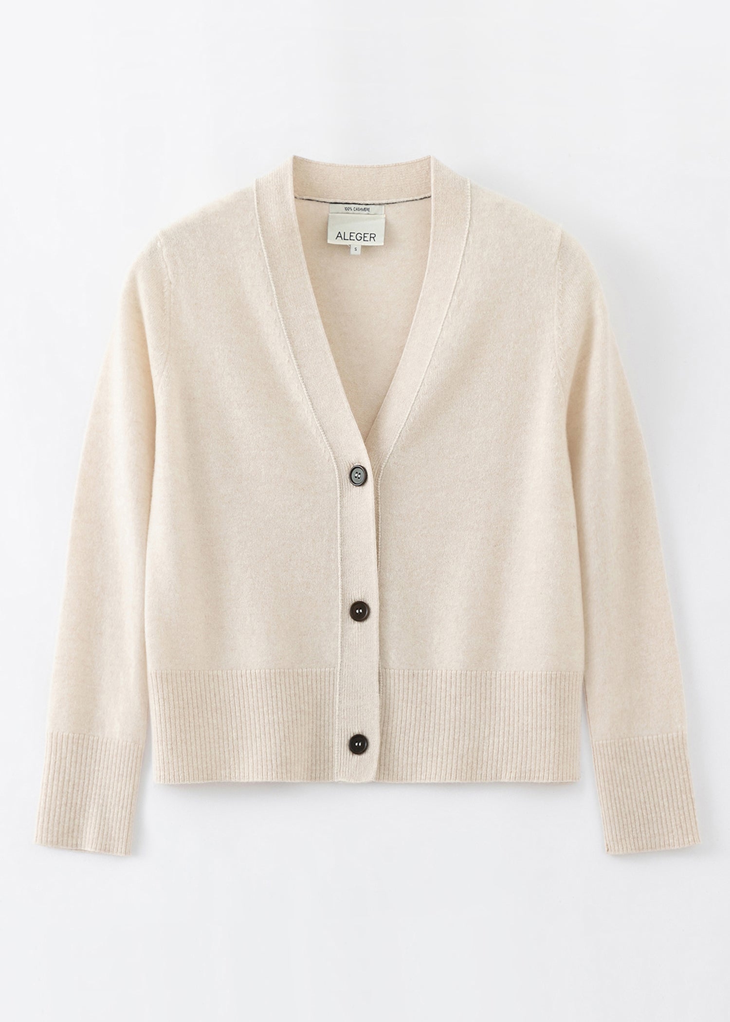 N.09 PURE CASHMERE SEAM DETAIL CARDIGAN PEARL SHELL